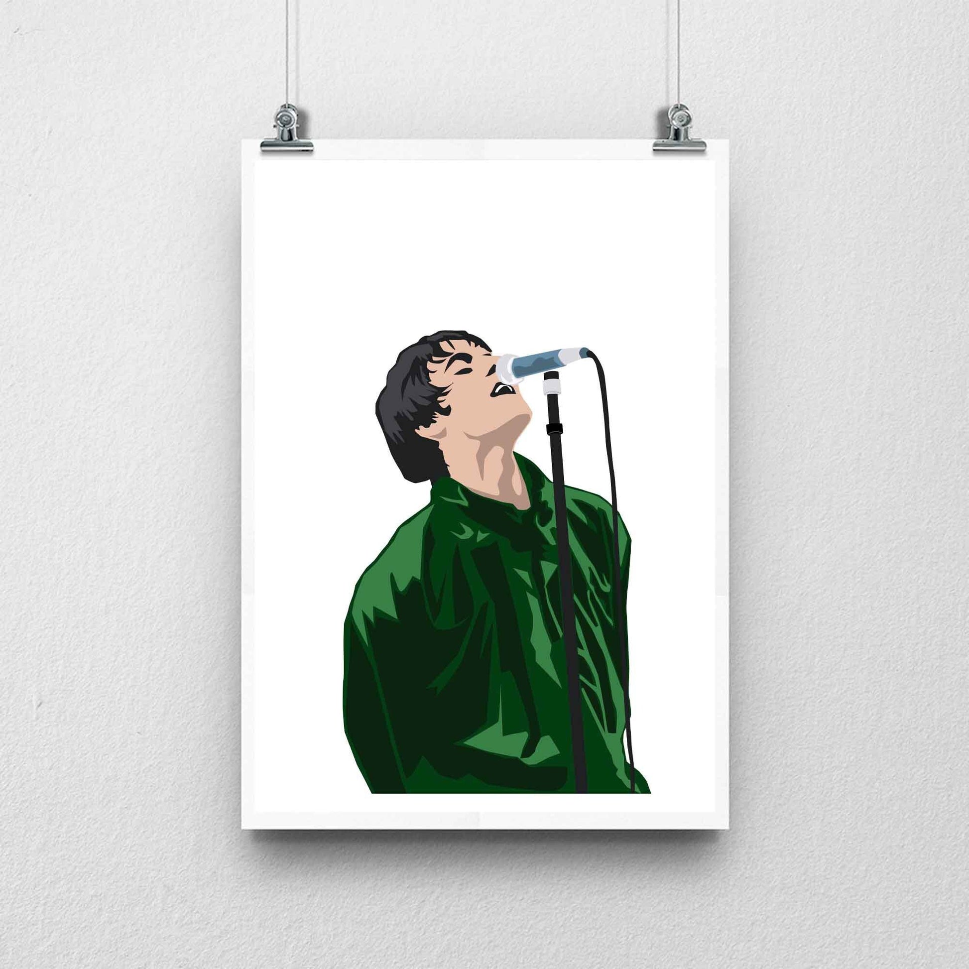 Oasis Liam Gallagher Illustration Poster, British Music Inspired Minimal Wall Art Print