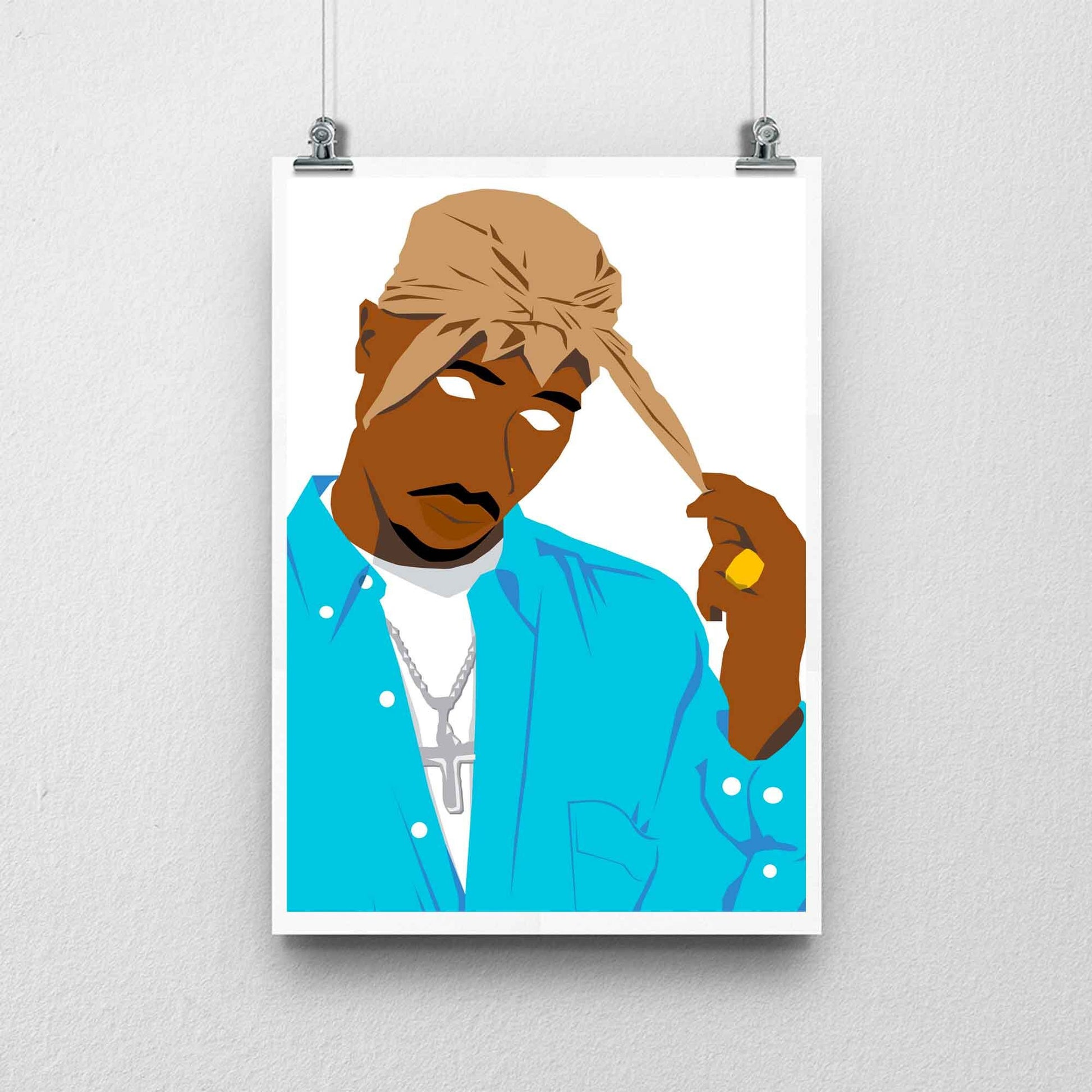 2pac Tupac Shakur Digital Print Poster, Hip-Hop/Rap Illustration Poster, Music Inspired Minimal Wall Art Print