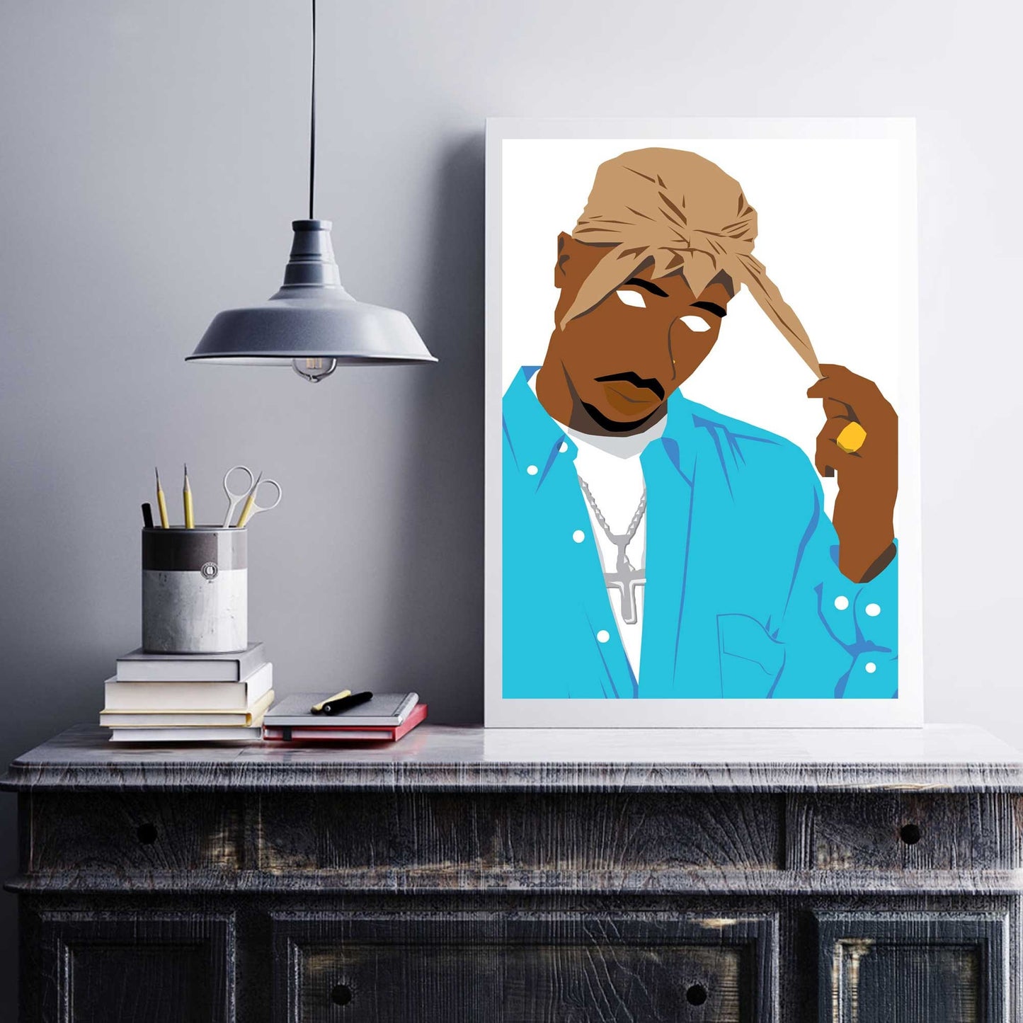 2pac Tupac Shakur Digital Print Poster, Hip-Hop/Rap Illustration Poster, Music Inspired Minimal Wall Art Print