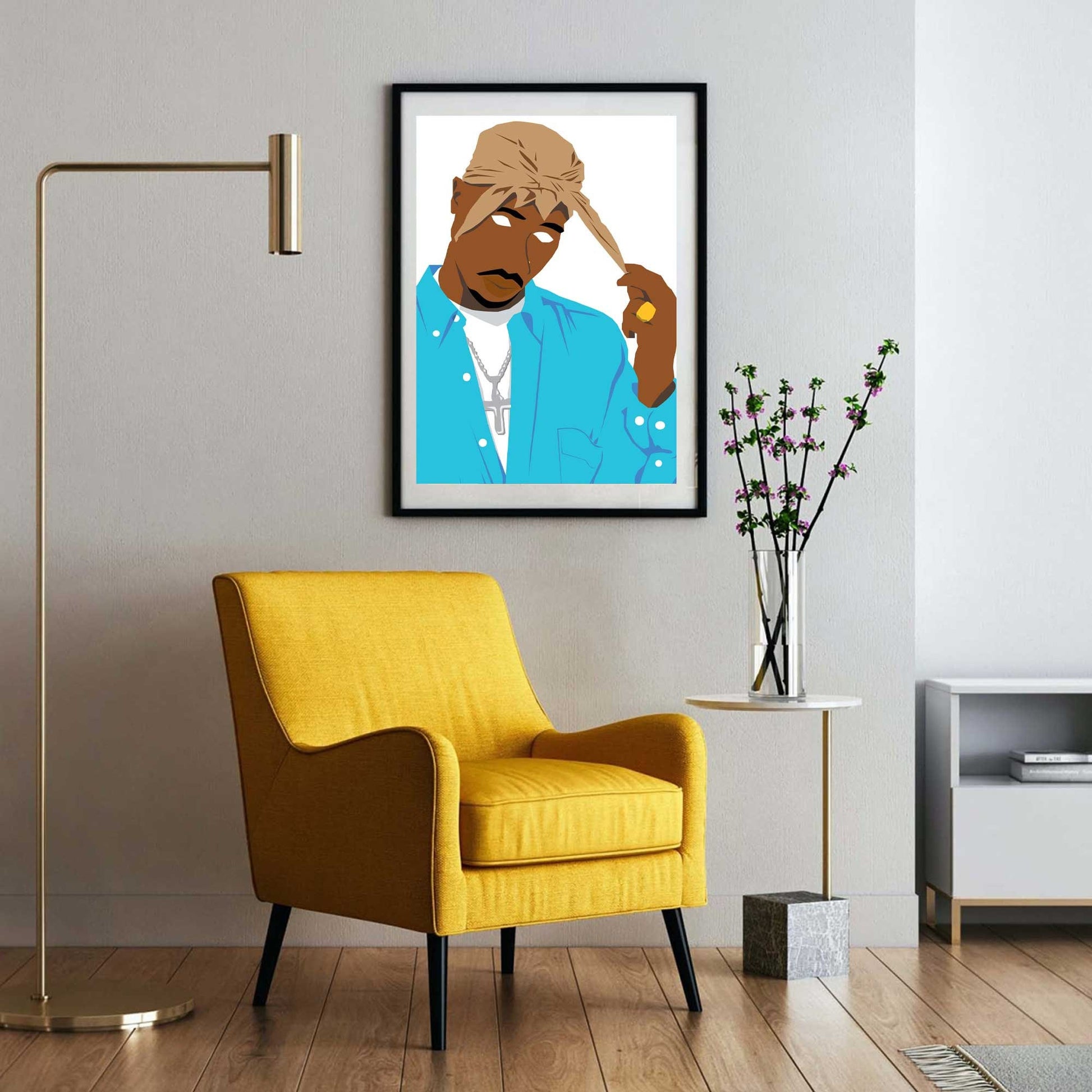 2pac Tupac Shakur Digital Print Poster, Hip-Hop/Rap Illustration Poster, Music Inspired Minimal Wall Art Print