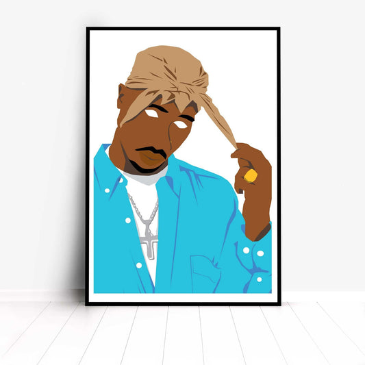 2pac Tupac Shakur Digital Print Poster, Hip-Hop/Rap Illustration Poster, Music Inspired Minimal Wall Art Print