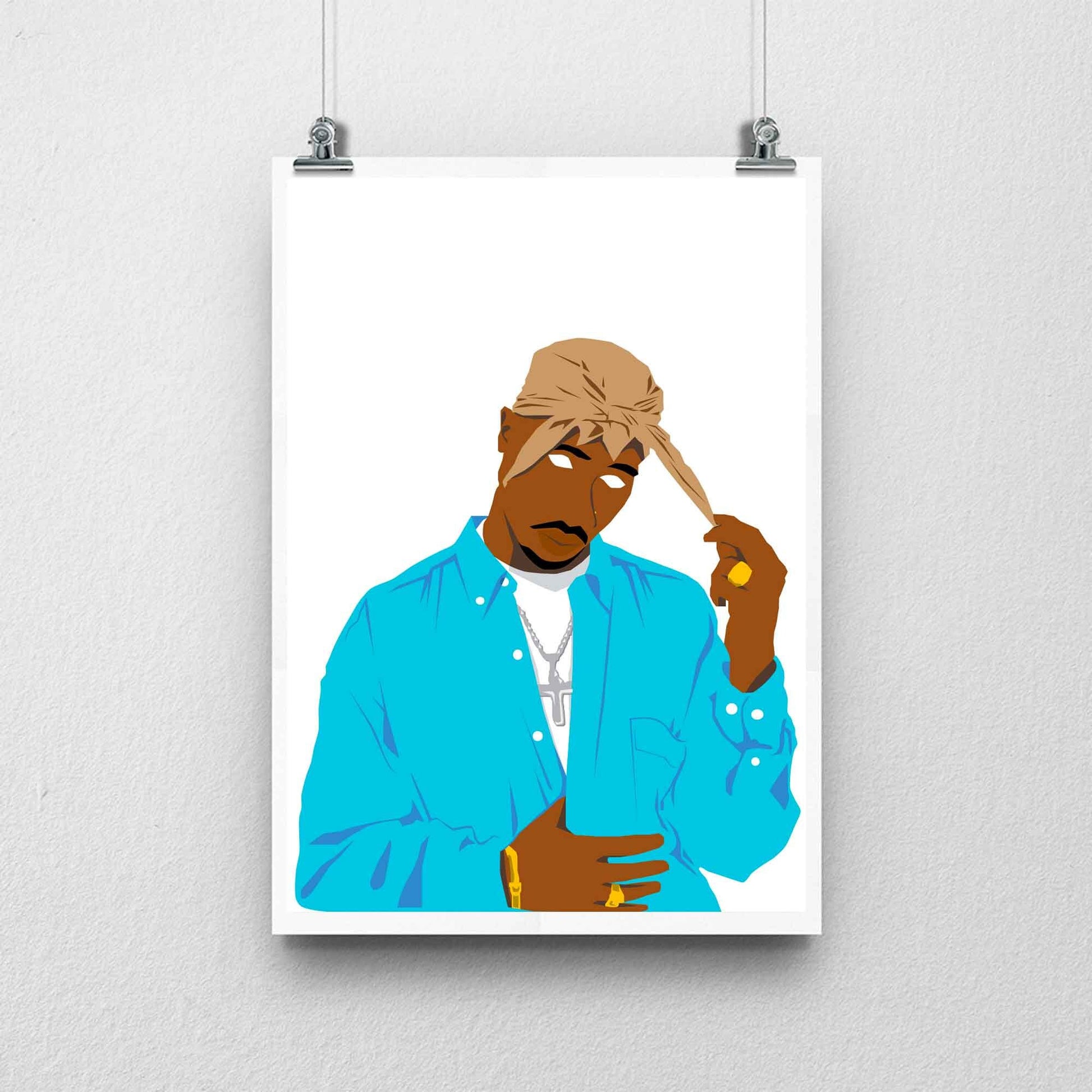 2pac Tupac Shakur Digital Print Poster, Hip-Hop/Rap Illustration Poster, Music Inspired Minimal Wall Art Print