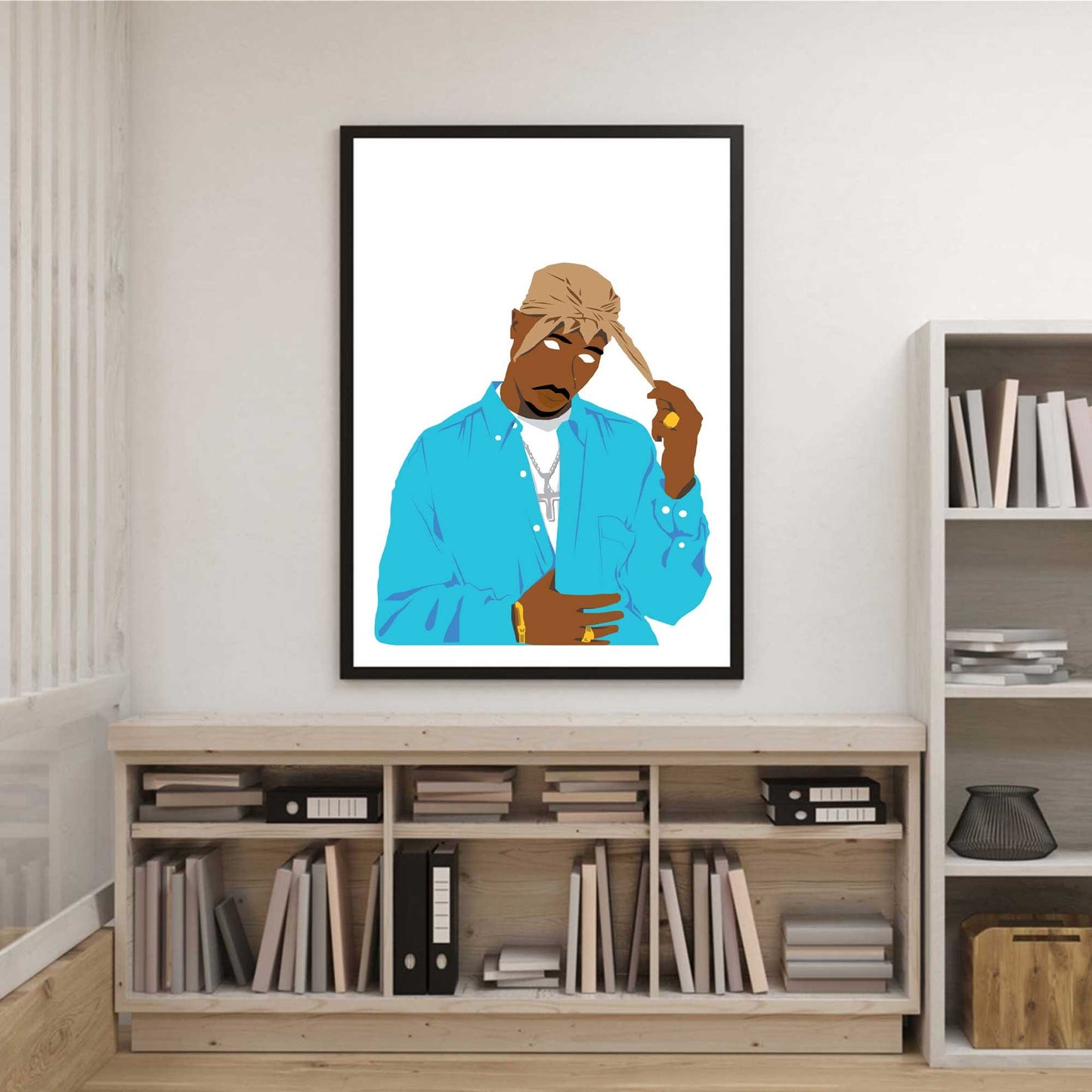 2pac Tupac Shakur Digital Print Poster, Hip-Hop/Rap Illustration Poster, Music Inspired Minimal Wall Art Print
