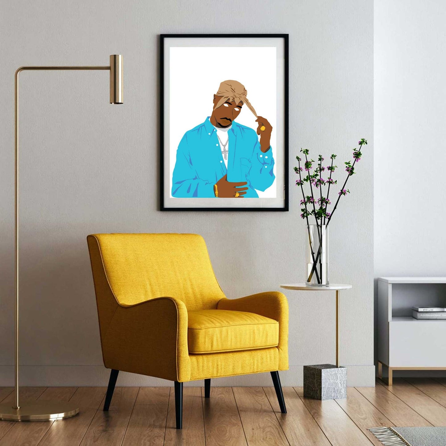 2pac Tupac Shakur Digital Print Poster, Hip-Hop/Rap Illustration Poster, Music Inspired Minimal Wall Art Print