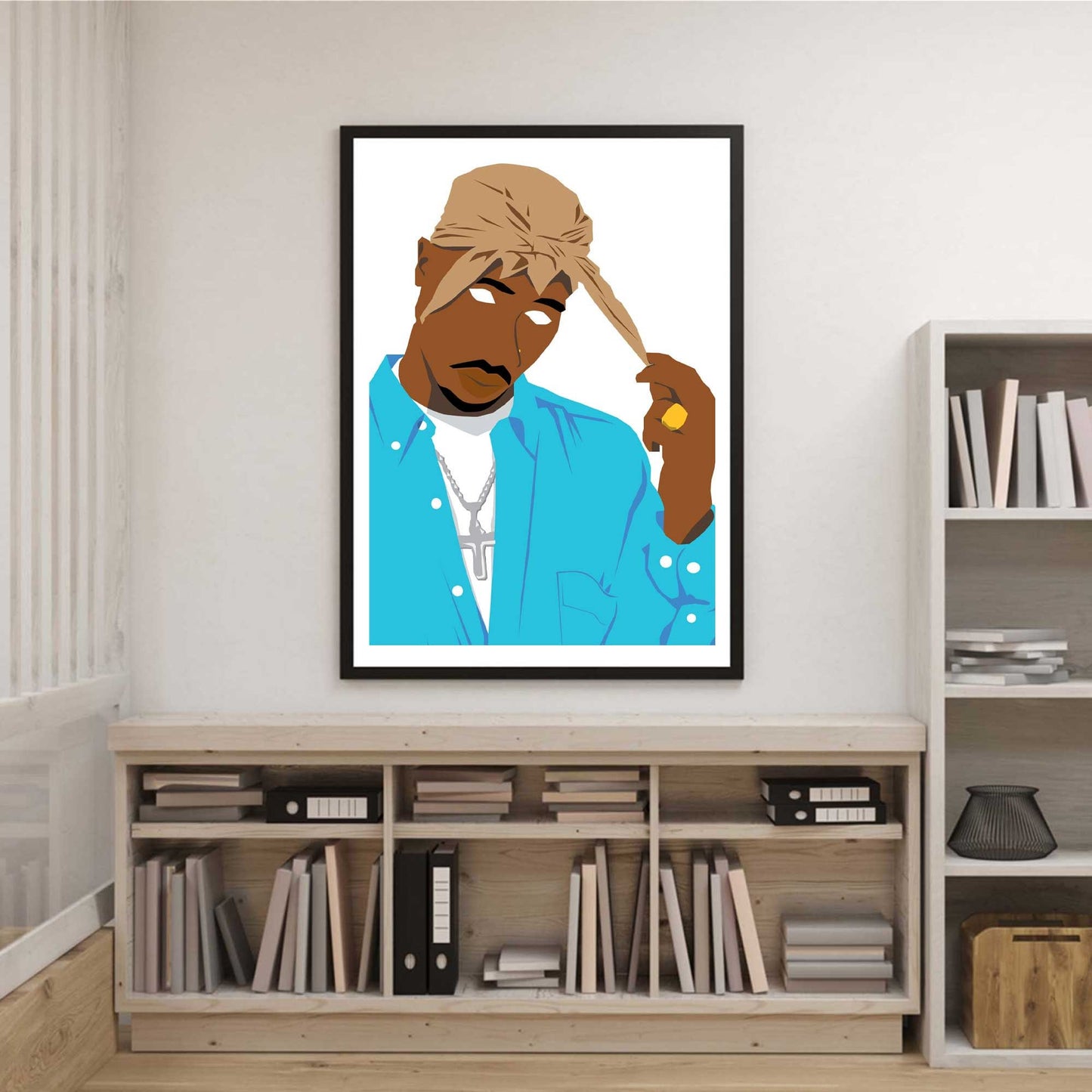 2pac Tupac Shakur Digital Print Poster, Hip-Hop/Rap Illustration Poster, Music Inspired Minimal Wall Art Print