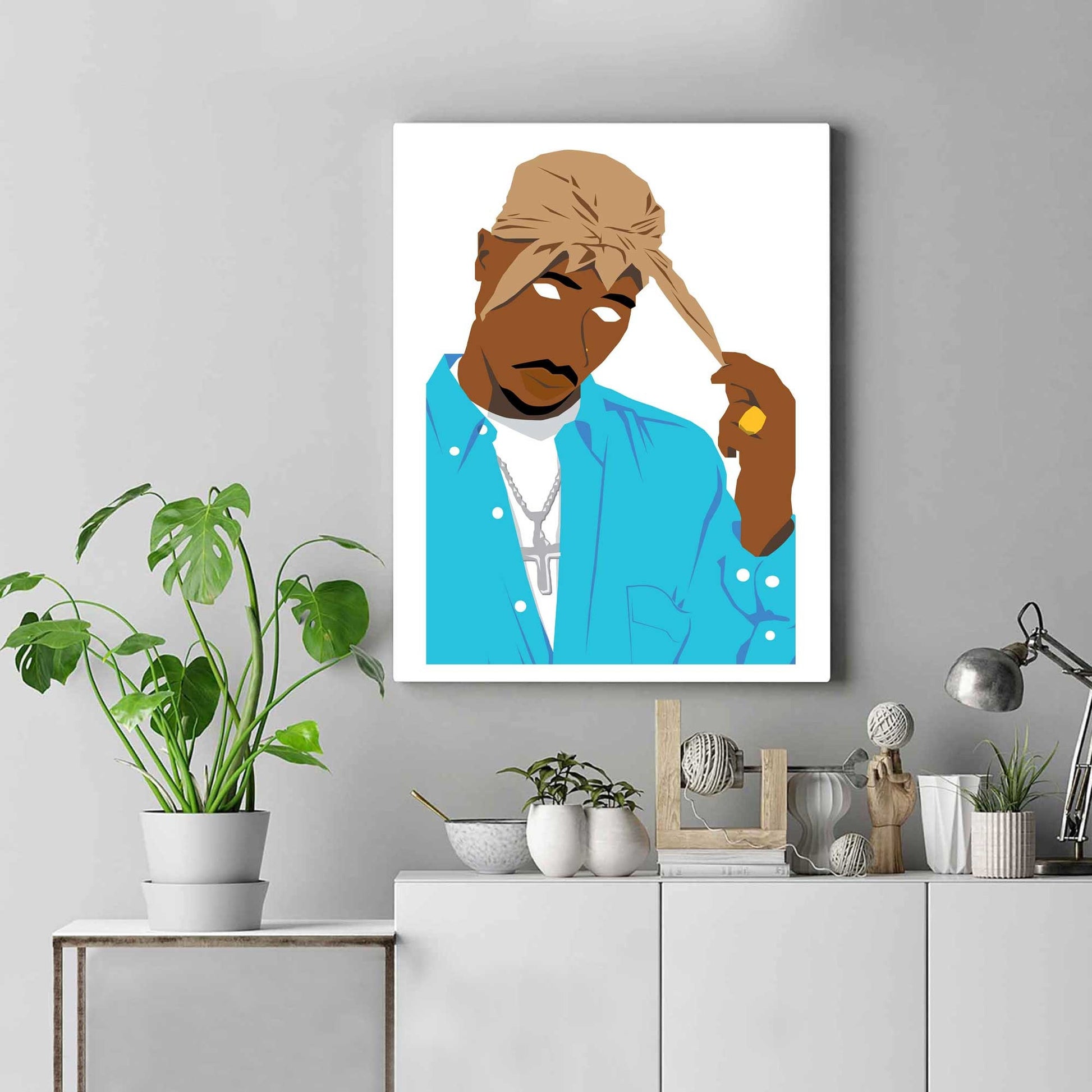 2pac Tupac Shakur Digital Print Poster, Hip-Hop/Rap Illustration Poster, Music Inspired Minimal Wall Art Print