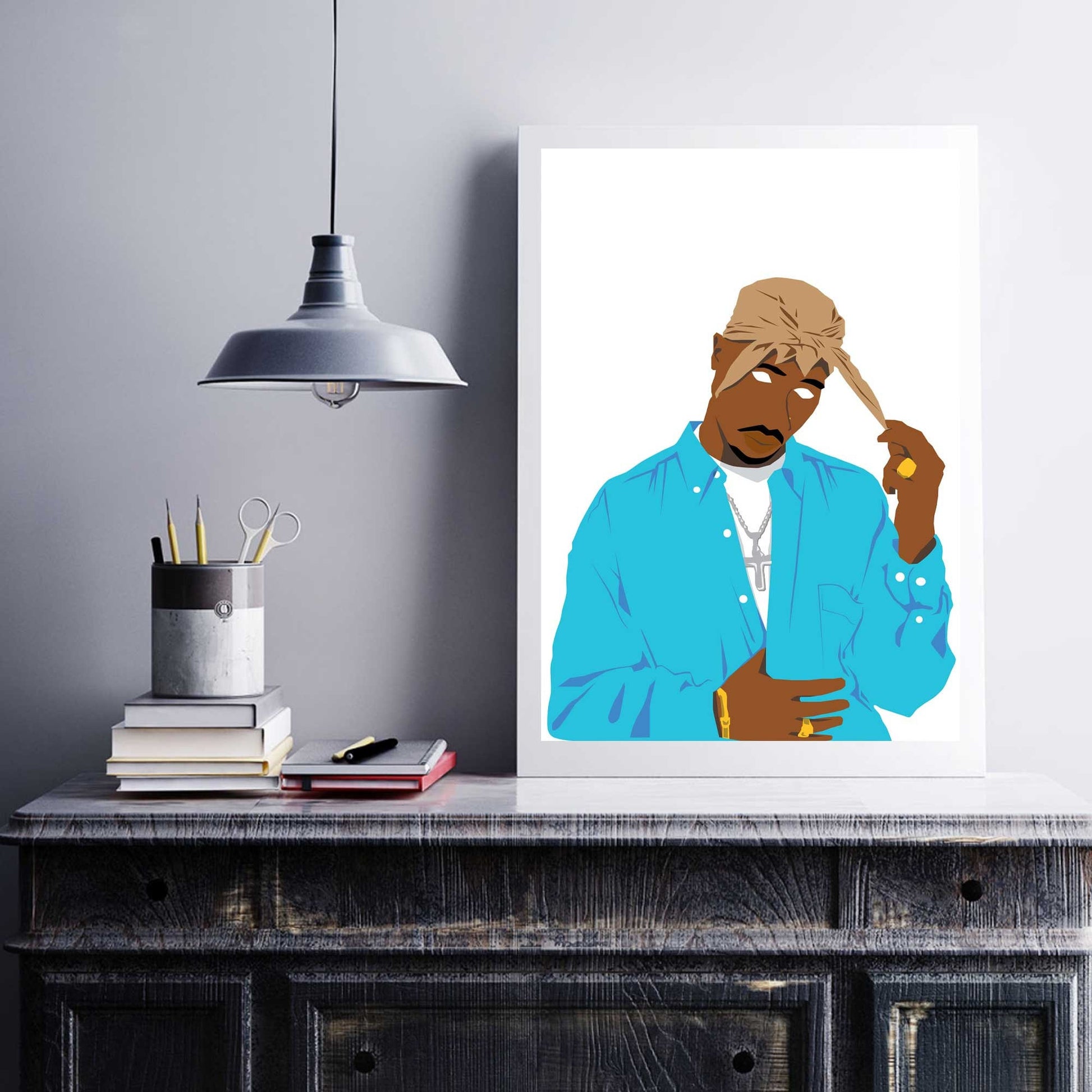 2pac Tupac Shakur Digital Print Poster, Hip-Hop/Rap Illustration Poster, Music Inspired Minimal Wall Art Print