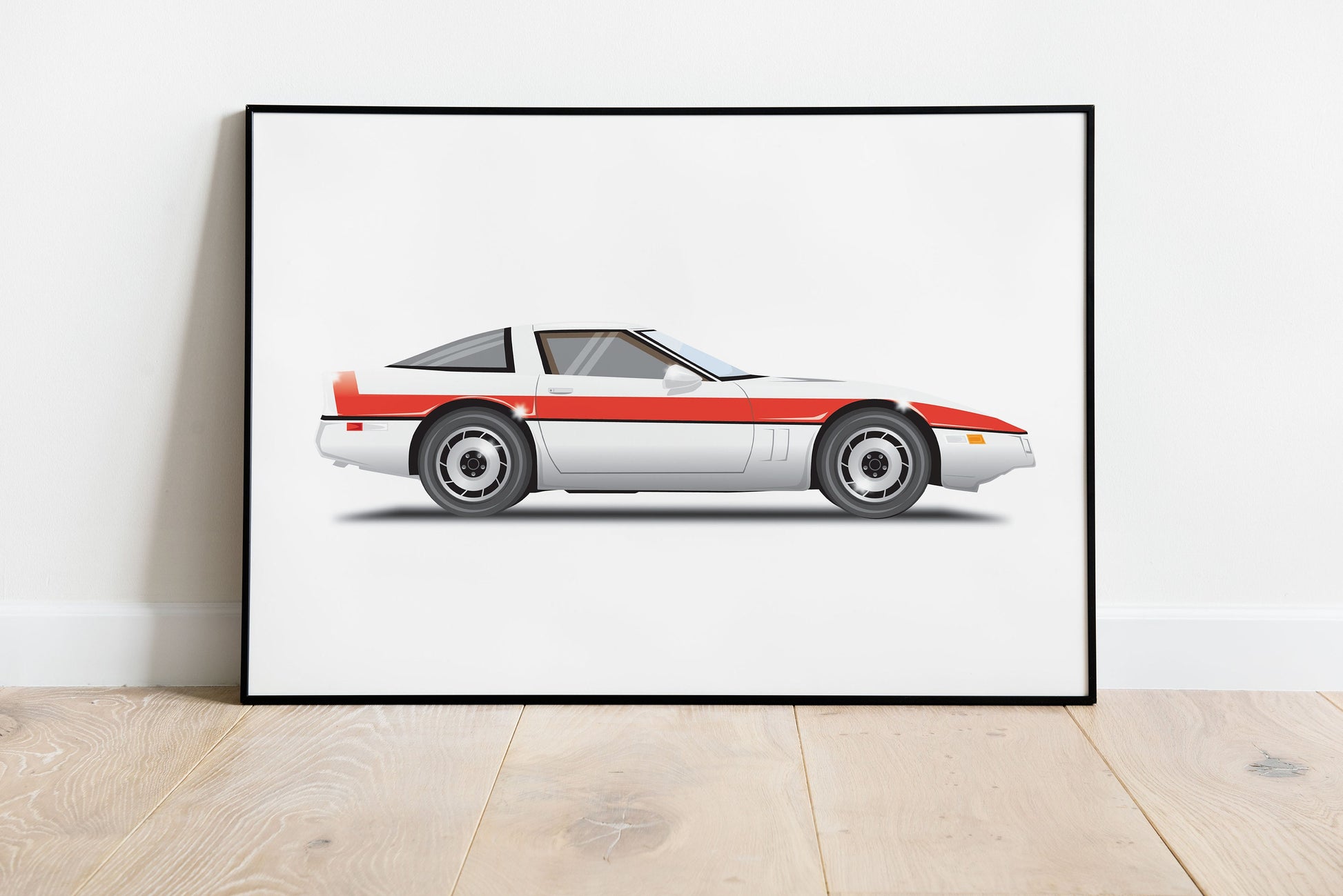 Illustration of 1984 Chevrolet Corvette Coupe that featured in the A-team tv series.