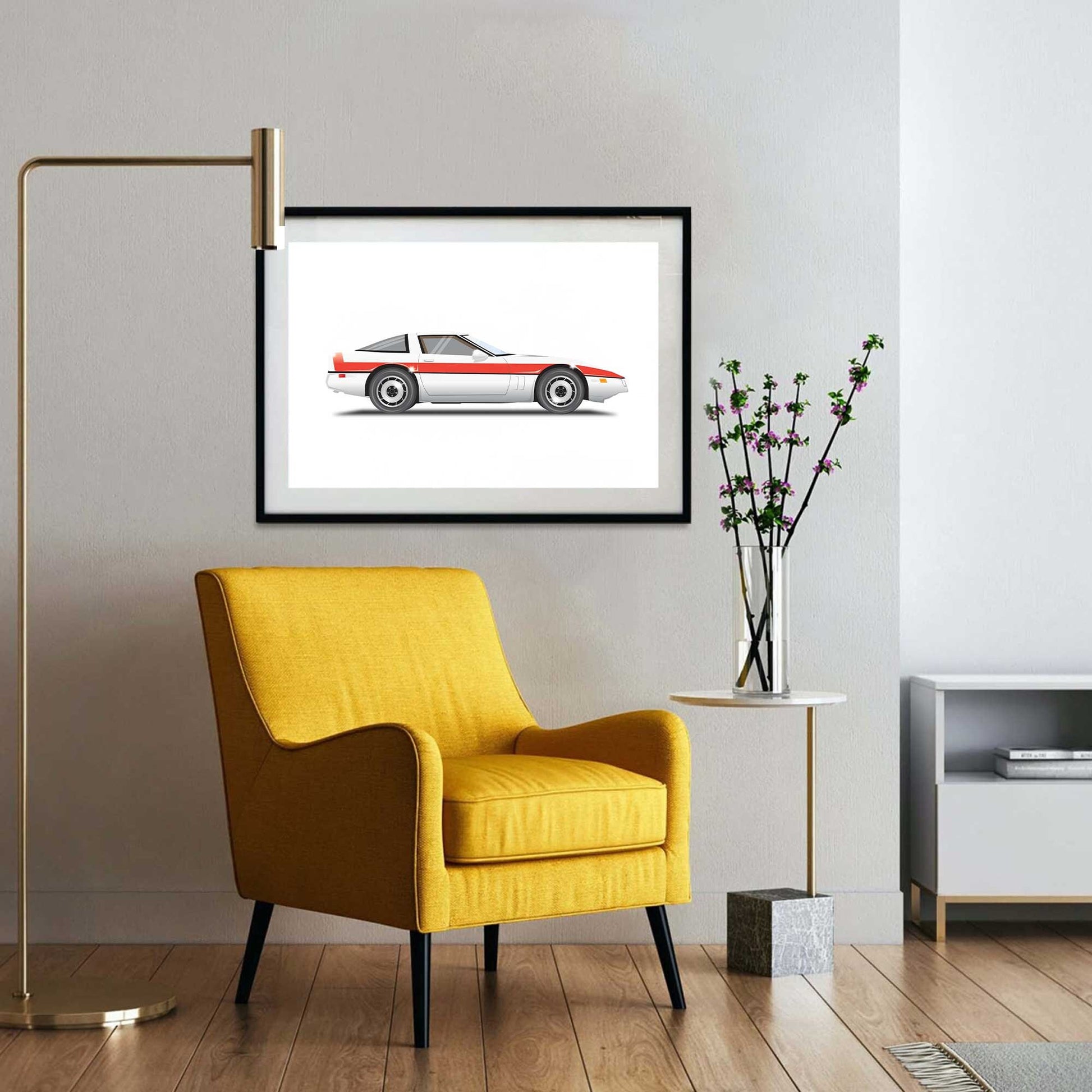 A-Team Chevrolet Corvette Coupe Car Illustration, Custom Car Poster, Car Portrait, Car Art, Vehicle Artwork