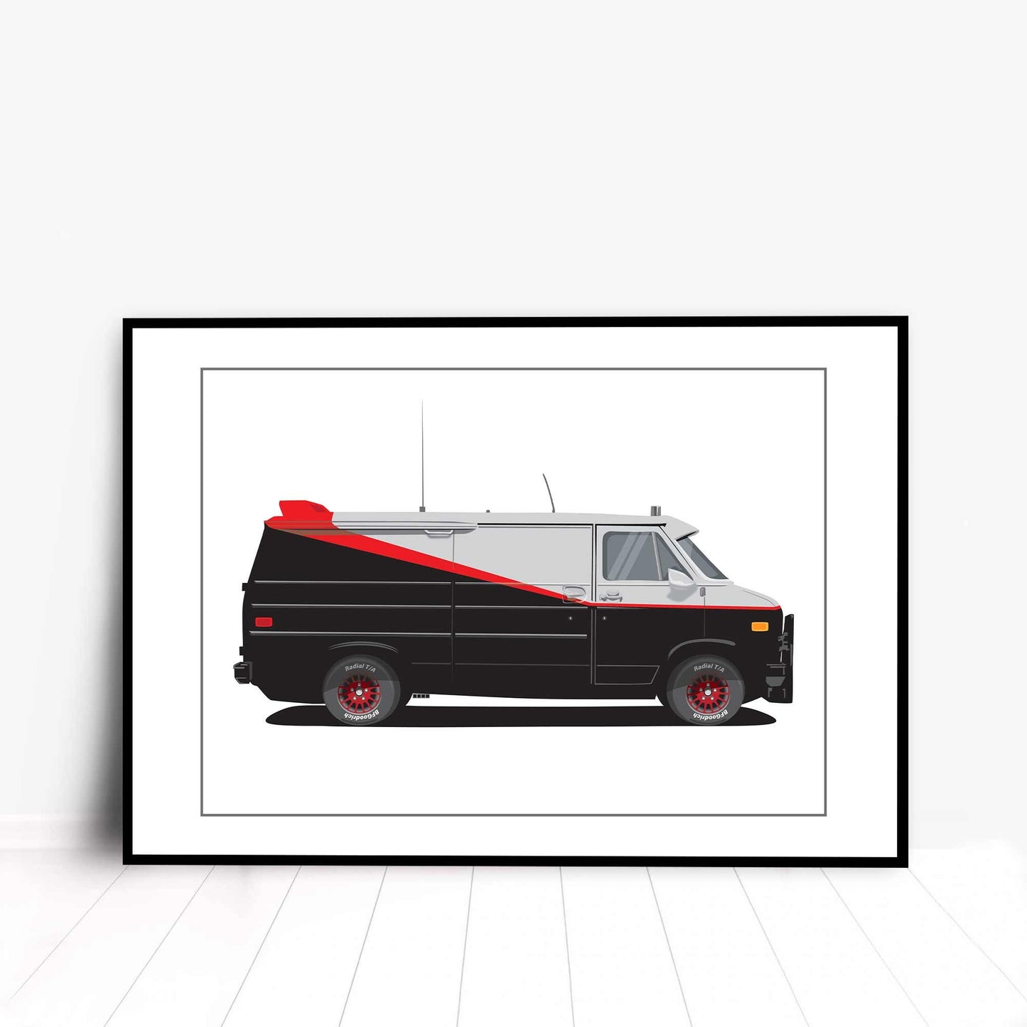 1980s GMC Vandura A-Team Van Illustration, Custom Poster, Vehicle Art, A-Team Vehicle Illustration