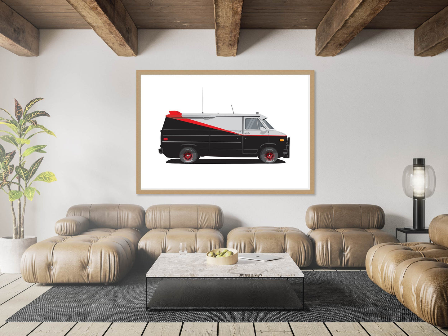 1980s GMC Vandura A-Team Van Illustration, Custom Poster, Vehicle Art, A-Team Vehicle Illustration