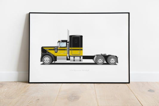 Smokey and the Bandit 1974 Kenworth W900A Truck Illustration from the film, Vehicle Art, Movie and Film Illustration