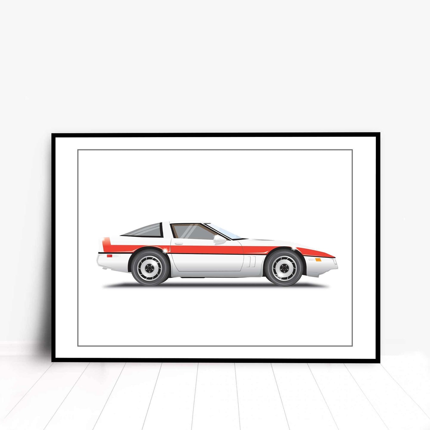 A-Team Chevrolet Corvette Coupe Car Illustration, Custom Car Poster, Car Portrait, Car Art, Vehicle Artwork