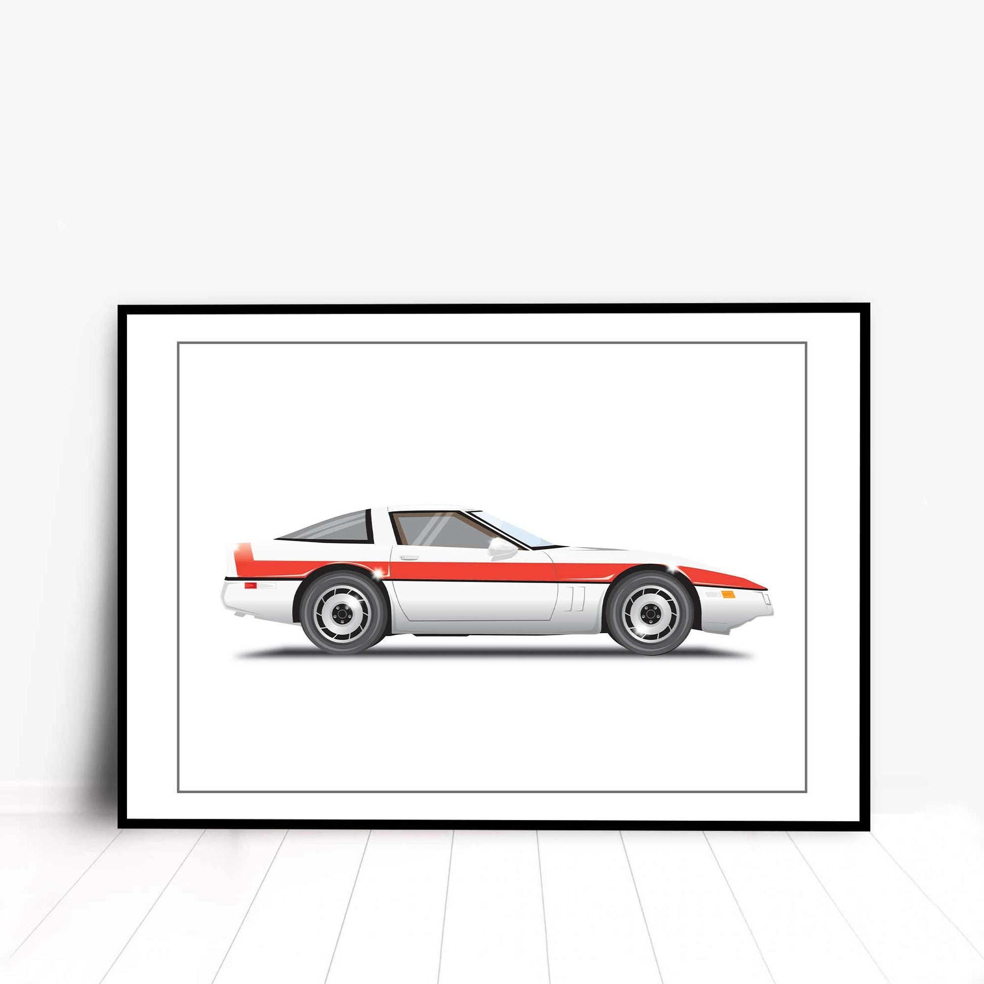 A-Team Chevrolet Corvette Coupe Car Illustration, Custom Car Poster, Car Portrait, Car Art, Vehicle Artwork
