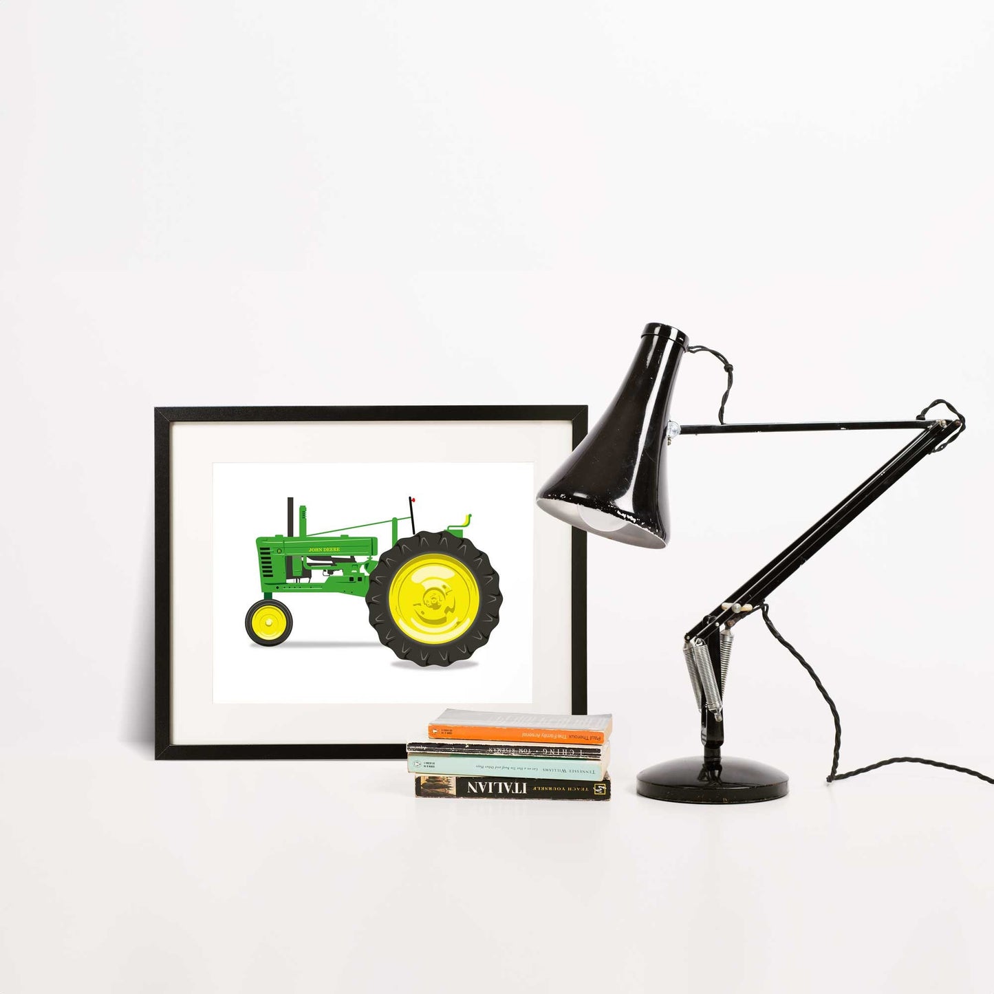 Green Vintage Tractor Illustration, 1947 John Deere B Tractor Digital Art Print, Farming poster, perfect for the farm or home