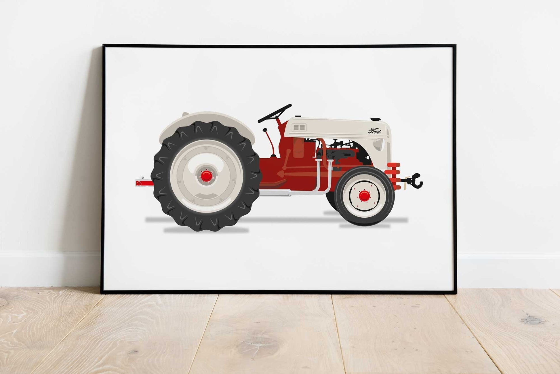 Vintage Red Tractor Illustration, 1952 Ford 8N Tractor Digital Art Print, Farming poster, perfect for the farm or home