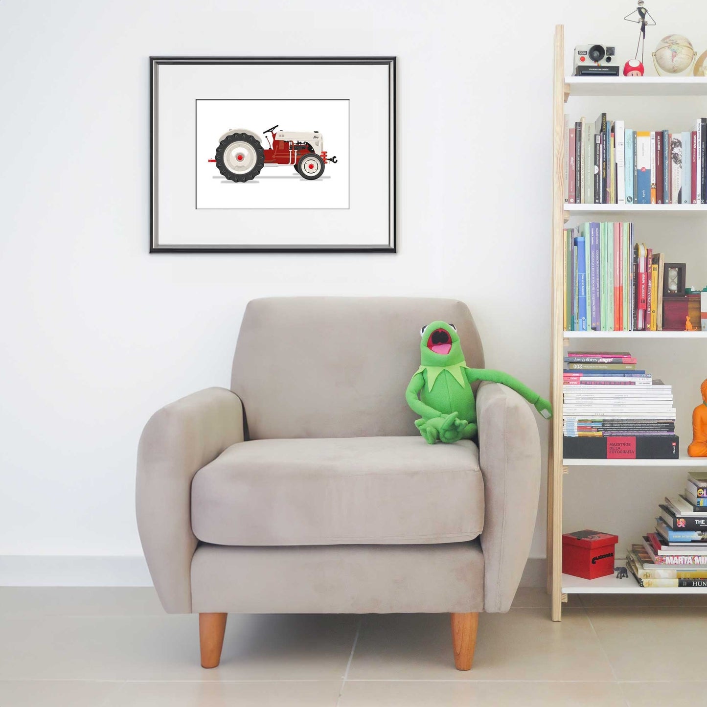 Vintage Red Tractor Illustration, 1952 Ford 8N Tractor Digital Art Print, Farming poster, perfect for the farm or home