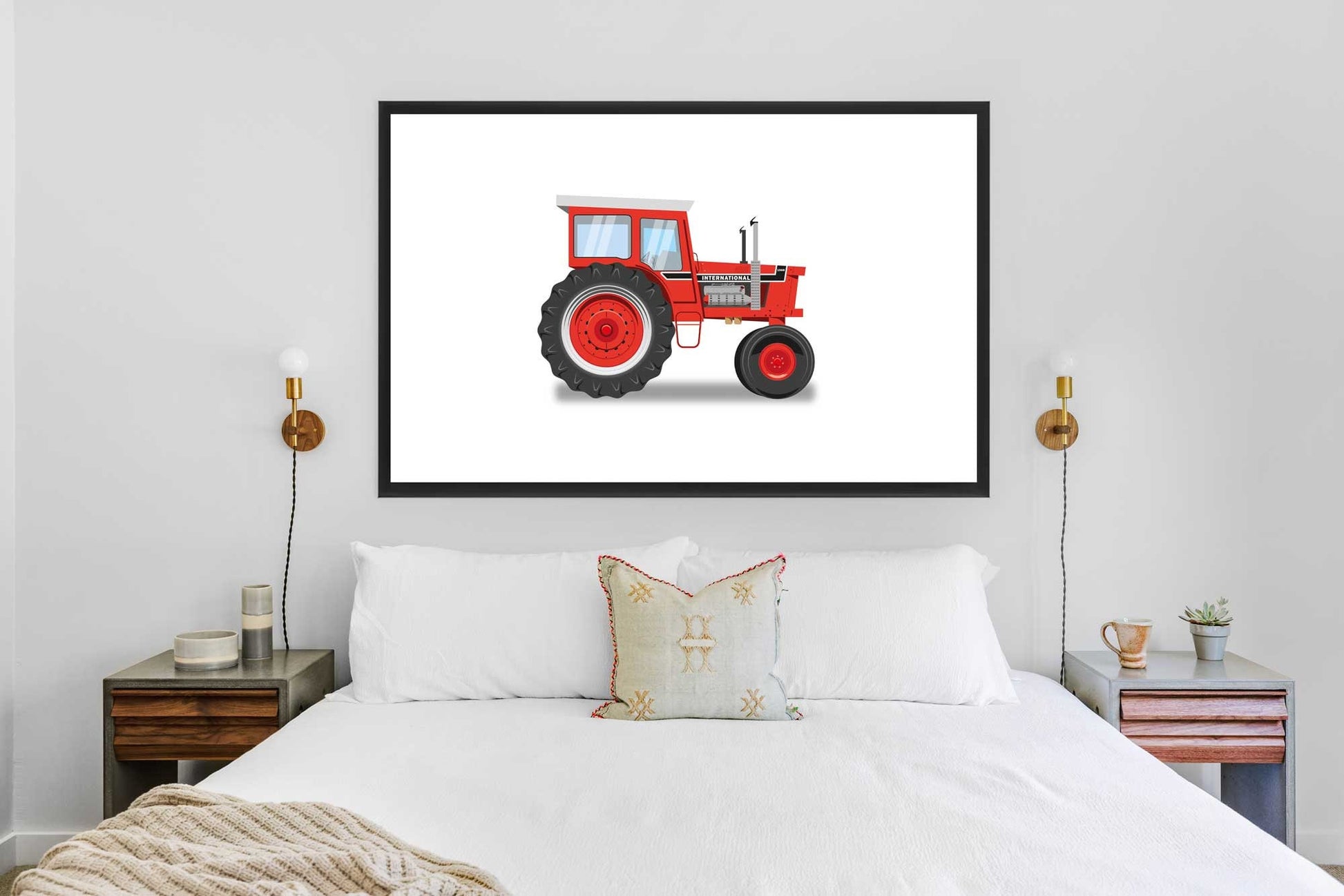 Vintage Red Tractor Illustration, International Harvester Tractor Digital Art Print, Farming poster, perfect for the farm or home