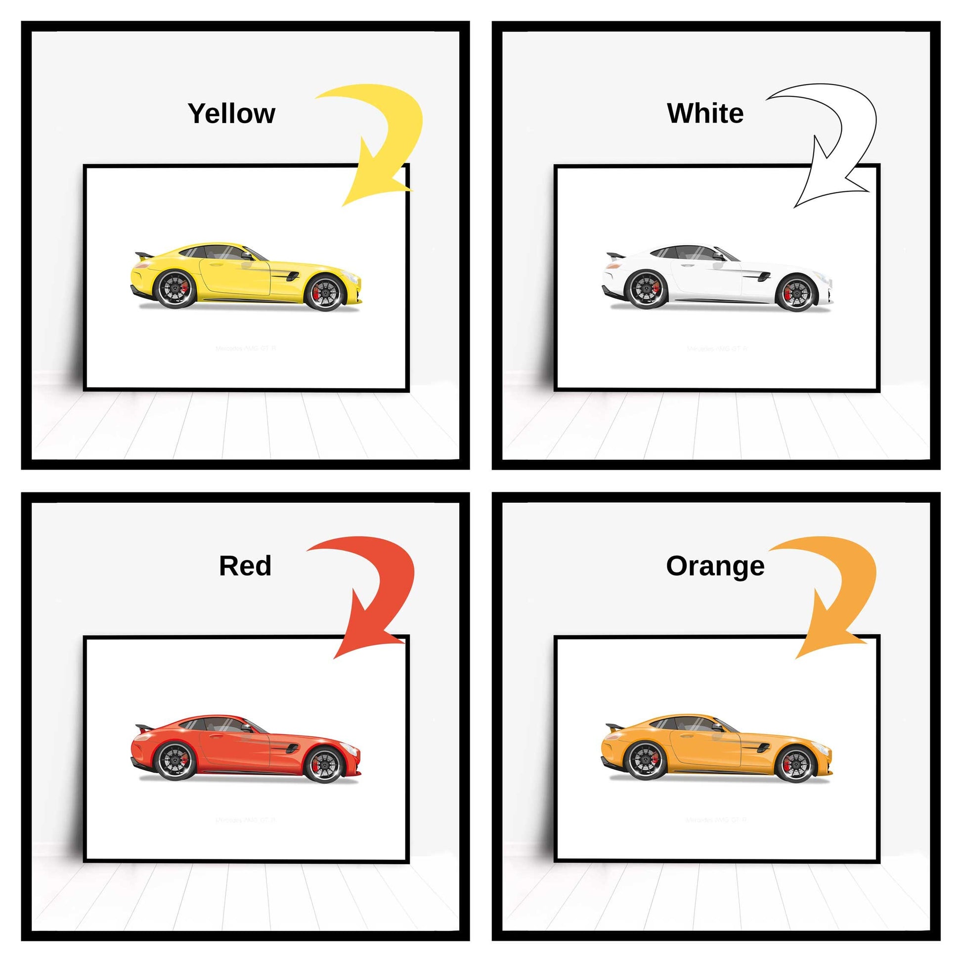 Mercedes-AMG GT R car Illustration Minimalist Car Print, Poster, Gift For Car Lover, Personalised car custom illustration