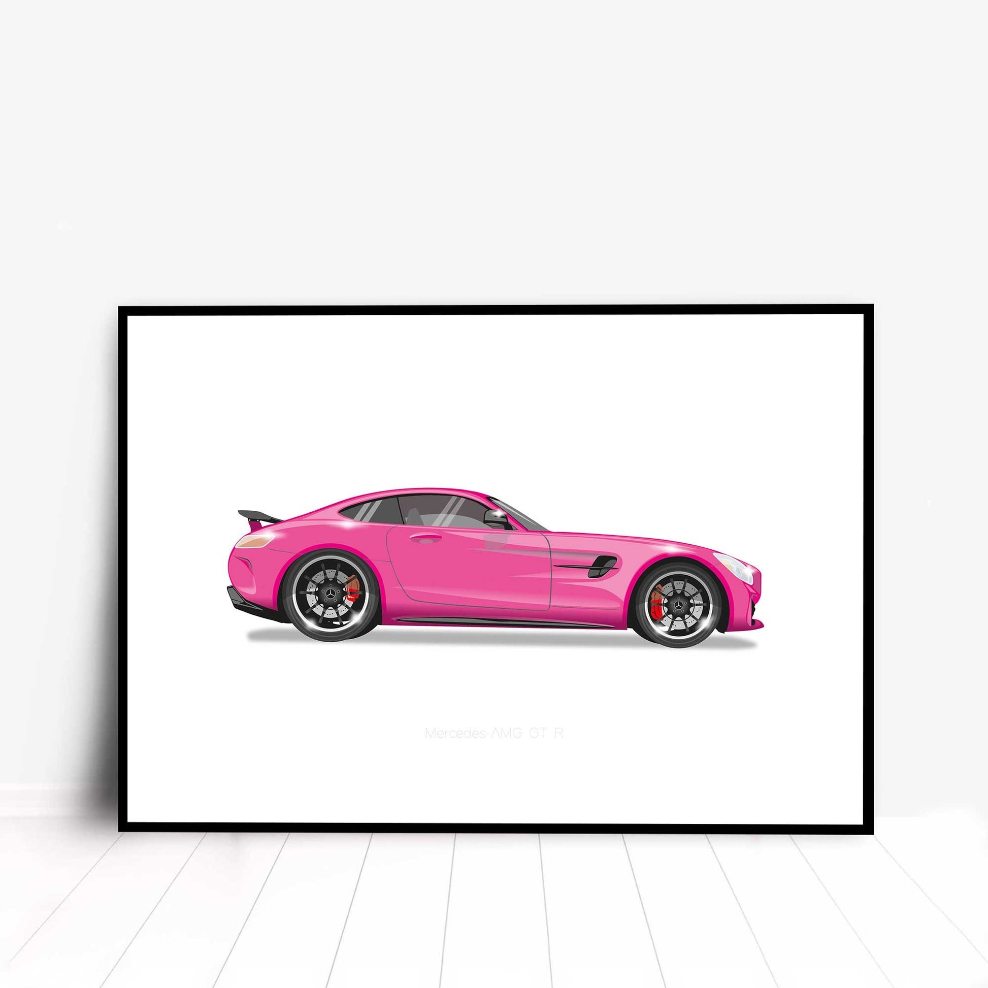 Mercedes-AMG GT R car Illustration Minimalist Car Print, Poster, Gift For Car Lover, Personalised car custom illustration