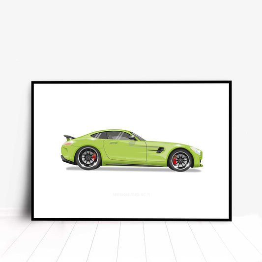 Mercedes-AMG GT R car Illustration Minimalist Car Print, Poster, Gift For Car Lover, Personalised car custom illustration