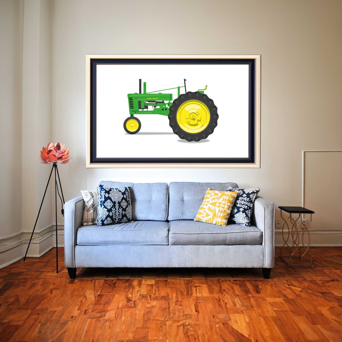 Green Vintage Tractor Illustration, 1947 John Deere B Tractor Digital Art Print, Farming poster, perfect for the farm or home