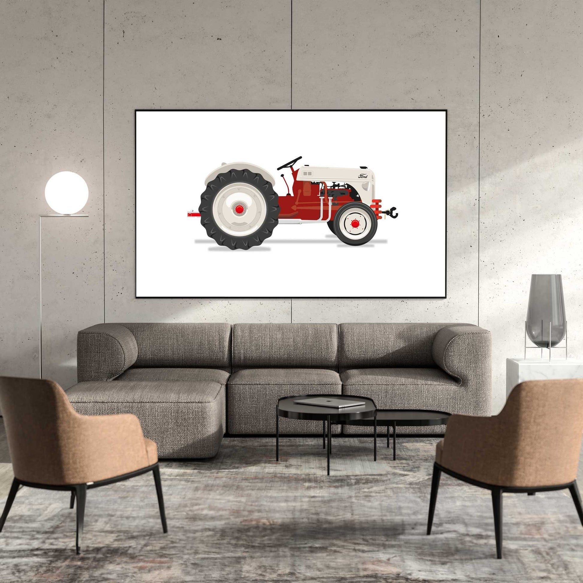 Vintage Red Tractor Illustration, 1952 Ford 8N Tractor Digital Art Print, Farming poster, perfect for the farm or home