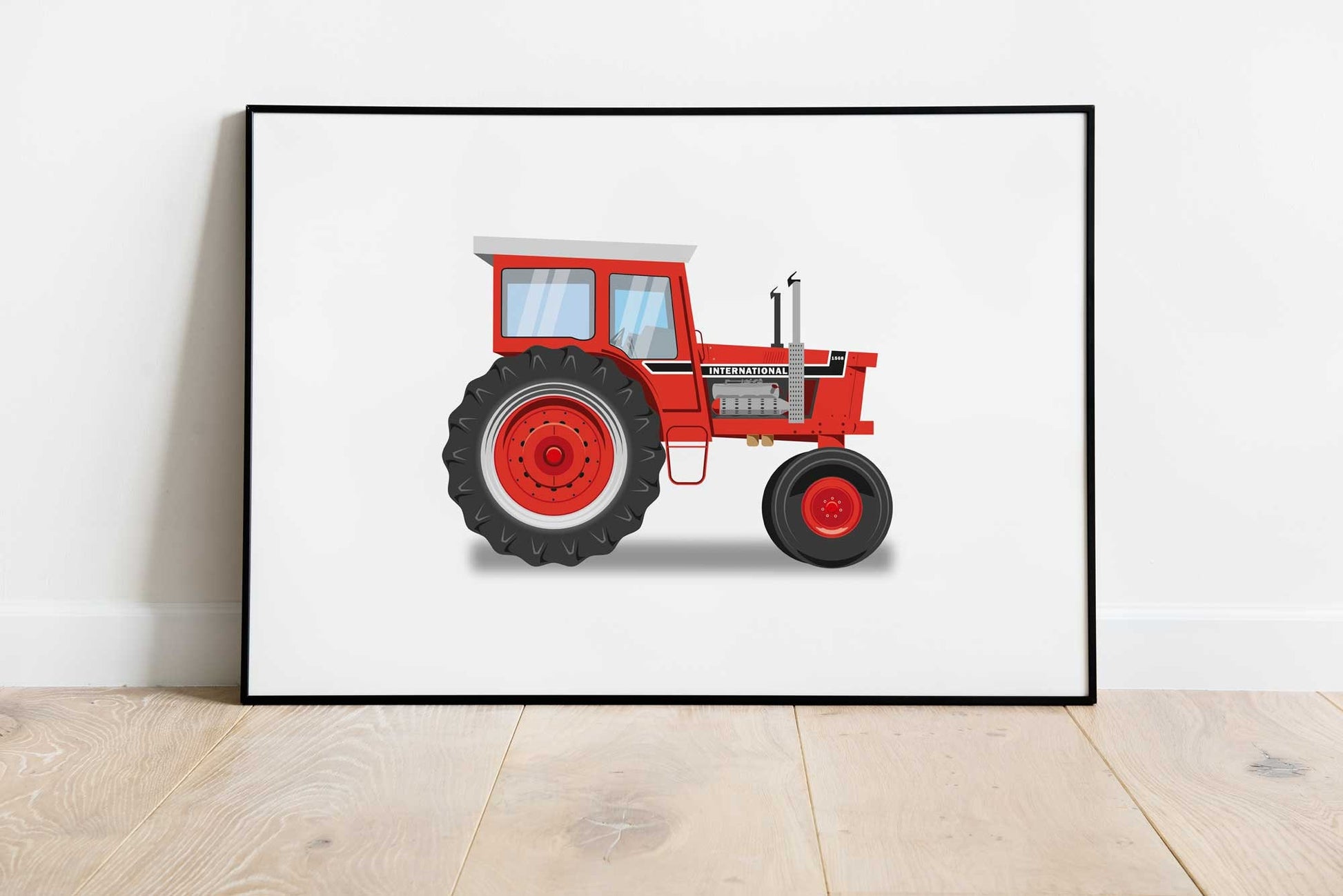 Vintage Red Tractor Illustration, International Harvester Tractor Digital Art Print, Farming poster, perfect for the farm or home