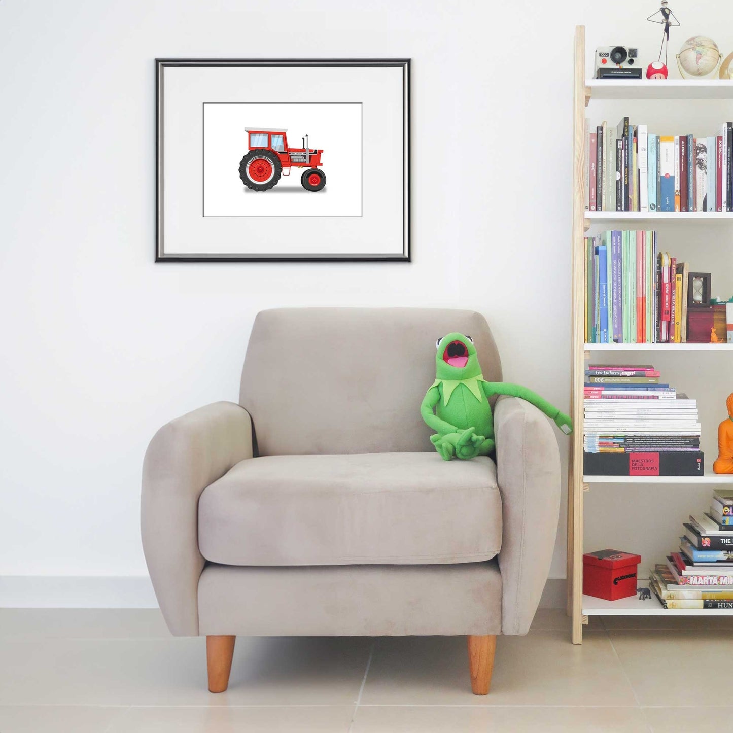Vintage Red Tractor Illustration, International Harvester Tractor Digital Art Print, Farming poster, perfect for the farm or home
