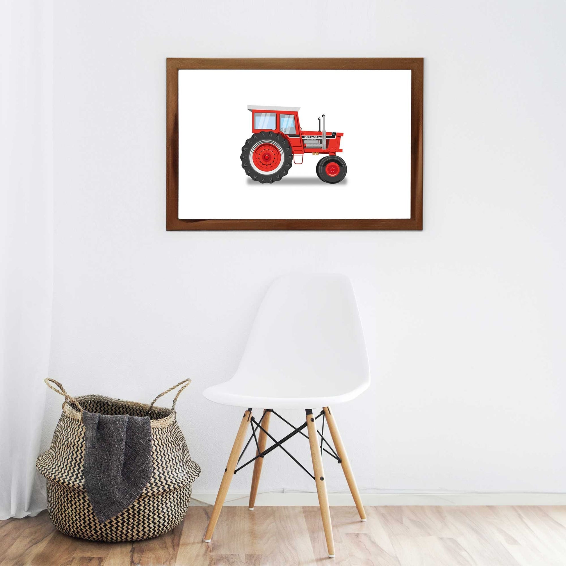 Vintage Red Tractor Illustration, International Harvester Tractor Digital Art Print, Farming poster, perfect for the farm or home