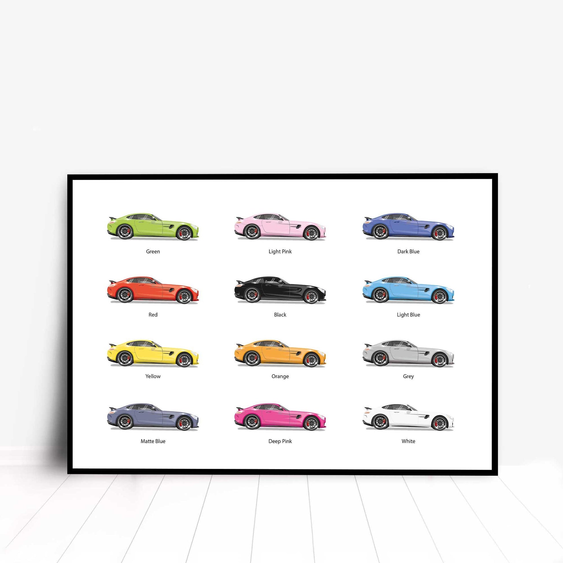 Mercedes-AMG GT R car Illustration Minimalist Car Print, Poster, Gift For Car Lover, Personalised car custom illustration