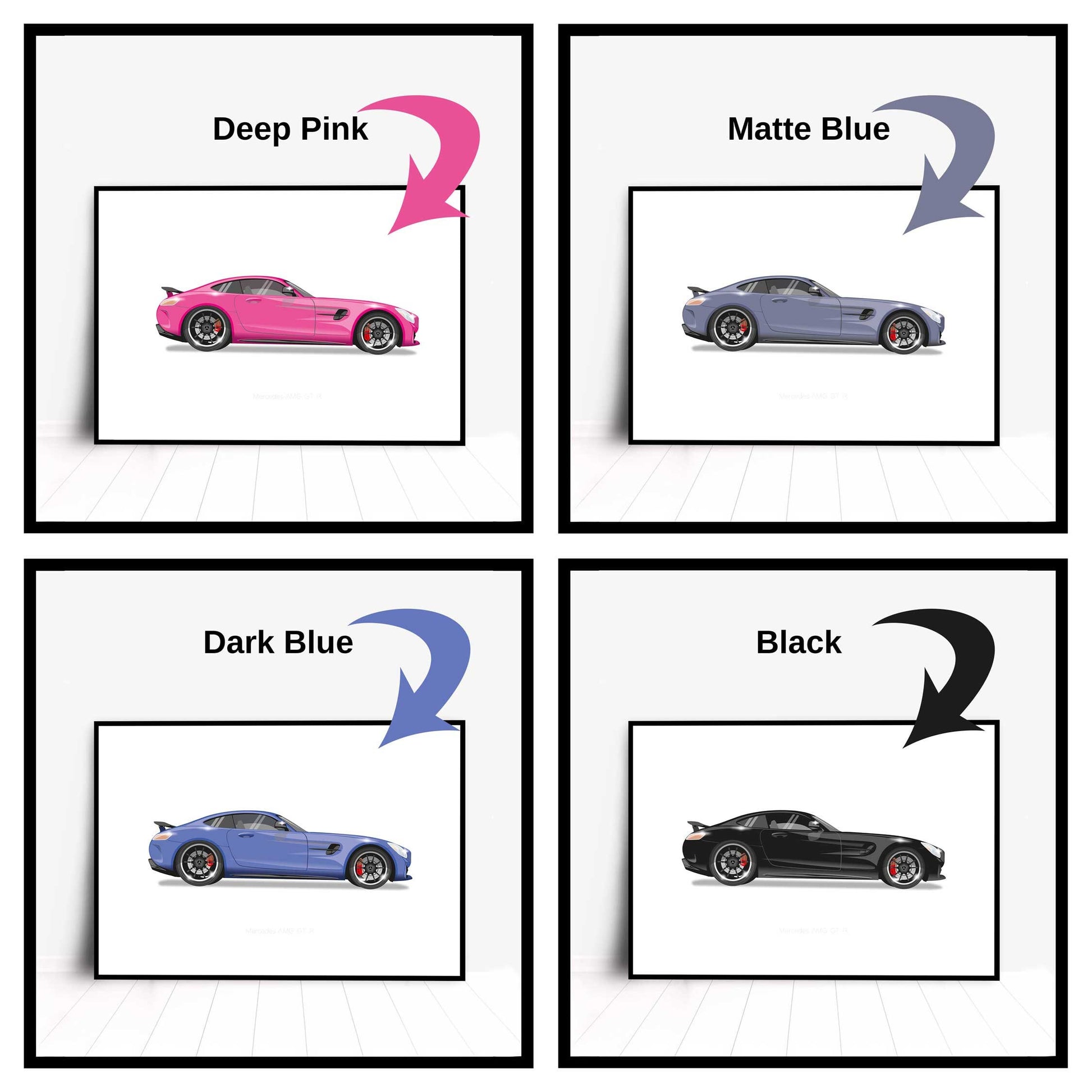 Mercedes-AMG GT R car Illustration Minimalist Car Print, Poster, Gift For Car Lover, Personalised car custom illustration