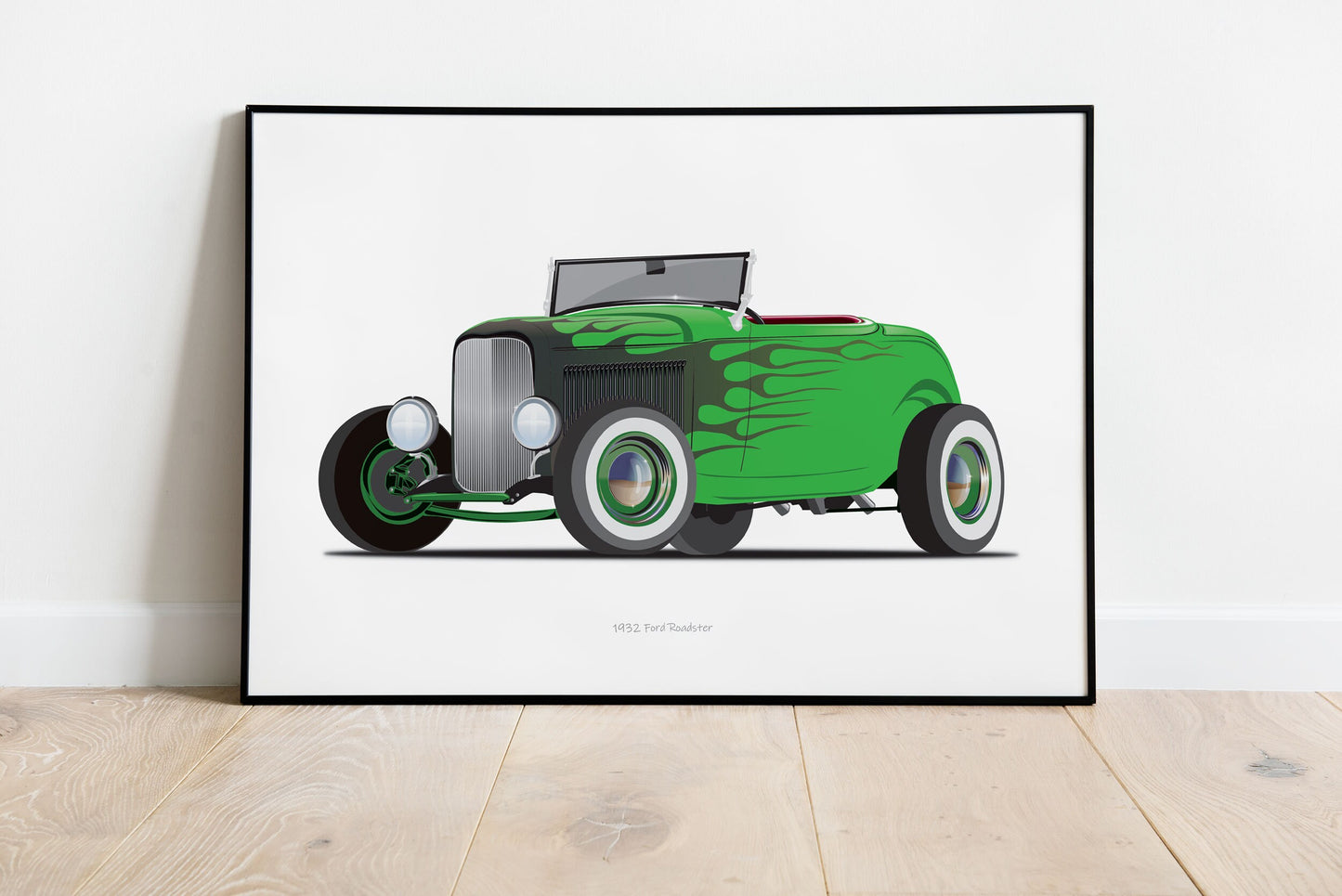 Car Illustration, Custom Car Poster 1932 FORD ROADSTER, Car Portrait, American Hot Rod, Gift For Car Lover