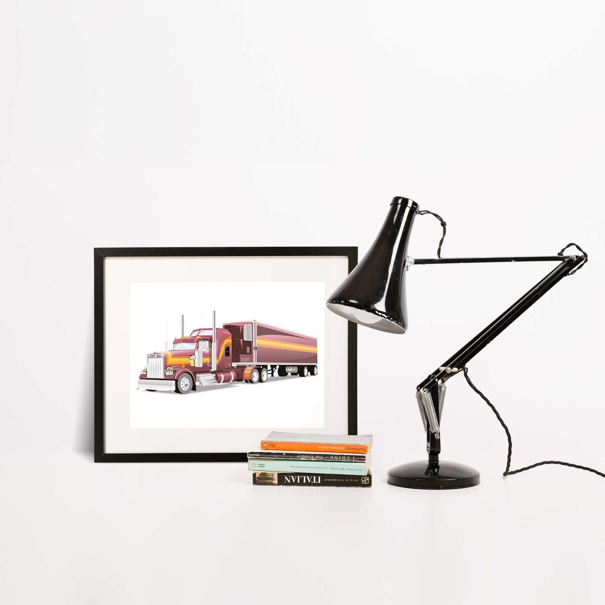 Custom Illustration M.A.S.K 80s Cartoon, Car Retro-Themed Custom Print Kenworth W900L Rhino Truck