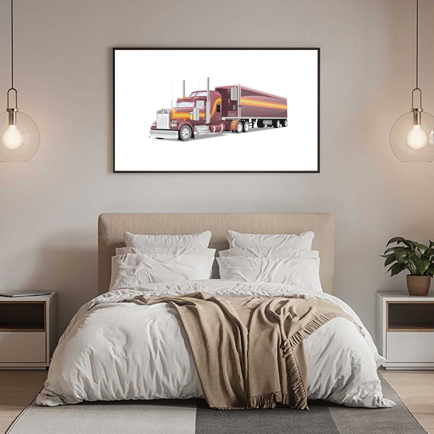 Custom Illustration M.A.S.K 80s Cartoon, Car Retro-Themed Custom Print Kenworth W900L Rhino Truck