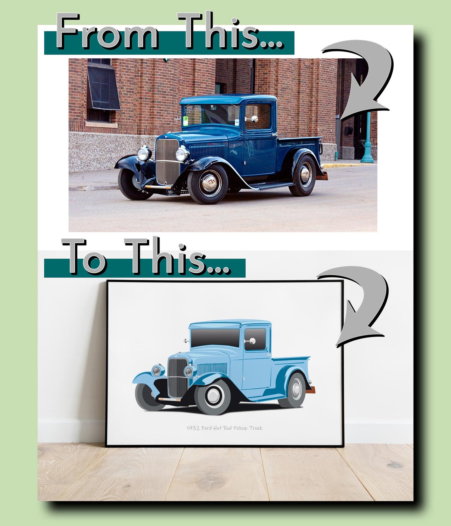 Personalised custom car side view illustration portrait or landscape custom car print