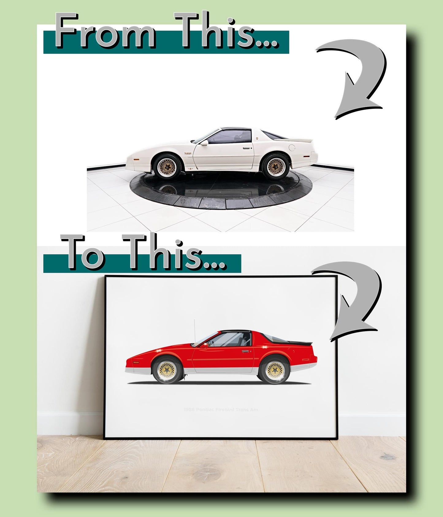Personalised custom car side view illustration portrait or landscape custom car print