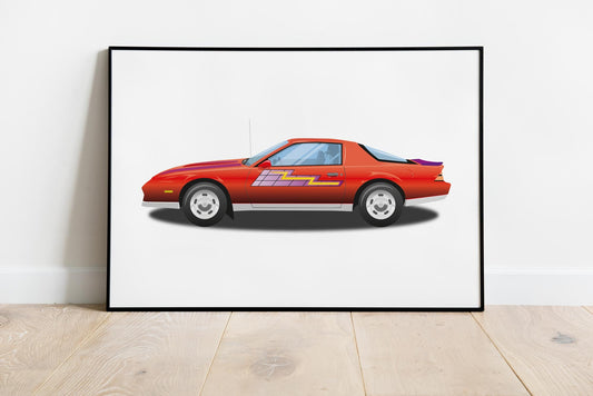 Custom Car Illustration, Chevrolet Camaro Z28, Thunderhawk M.A.S.K 80s Cartoon Car, Retro-Themed Custom Print