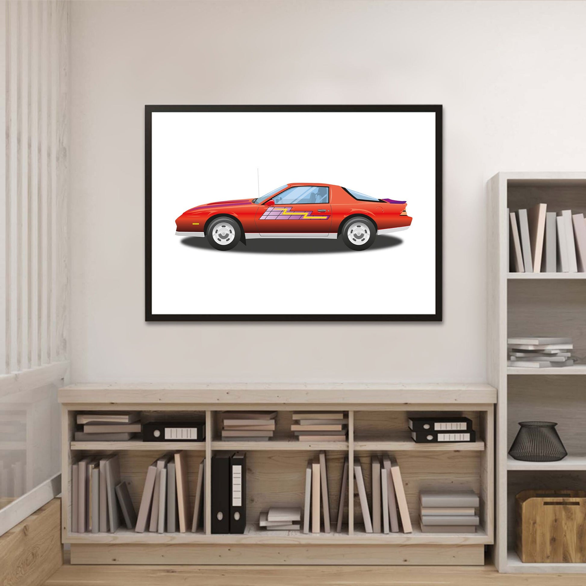 Custom Car Illustration, Chevrolet Camaro Z28, Thunderhawk M.A.S.K 80s Cartoon Car, Retro-Themed Custom Print