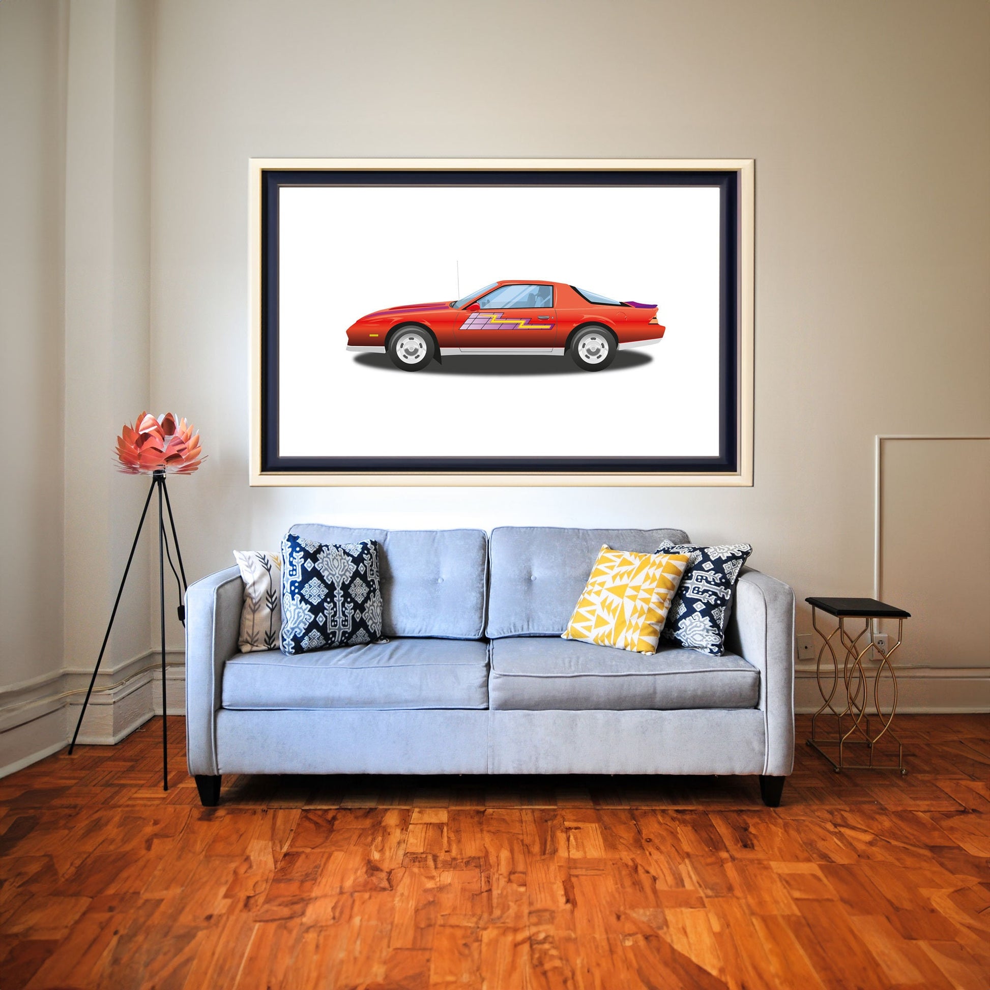 Custom Car Illustration, Chevrolet Camaro Z28, Thunderhawk M.A.S.K 80s Cartoon Car, Retro-Themed Custom Print