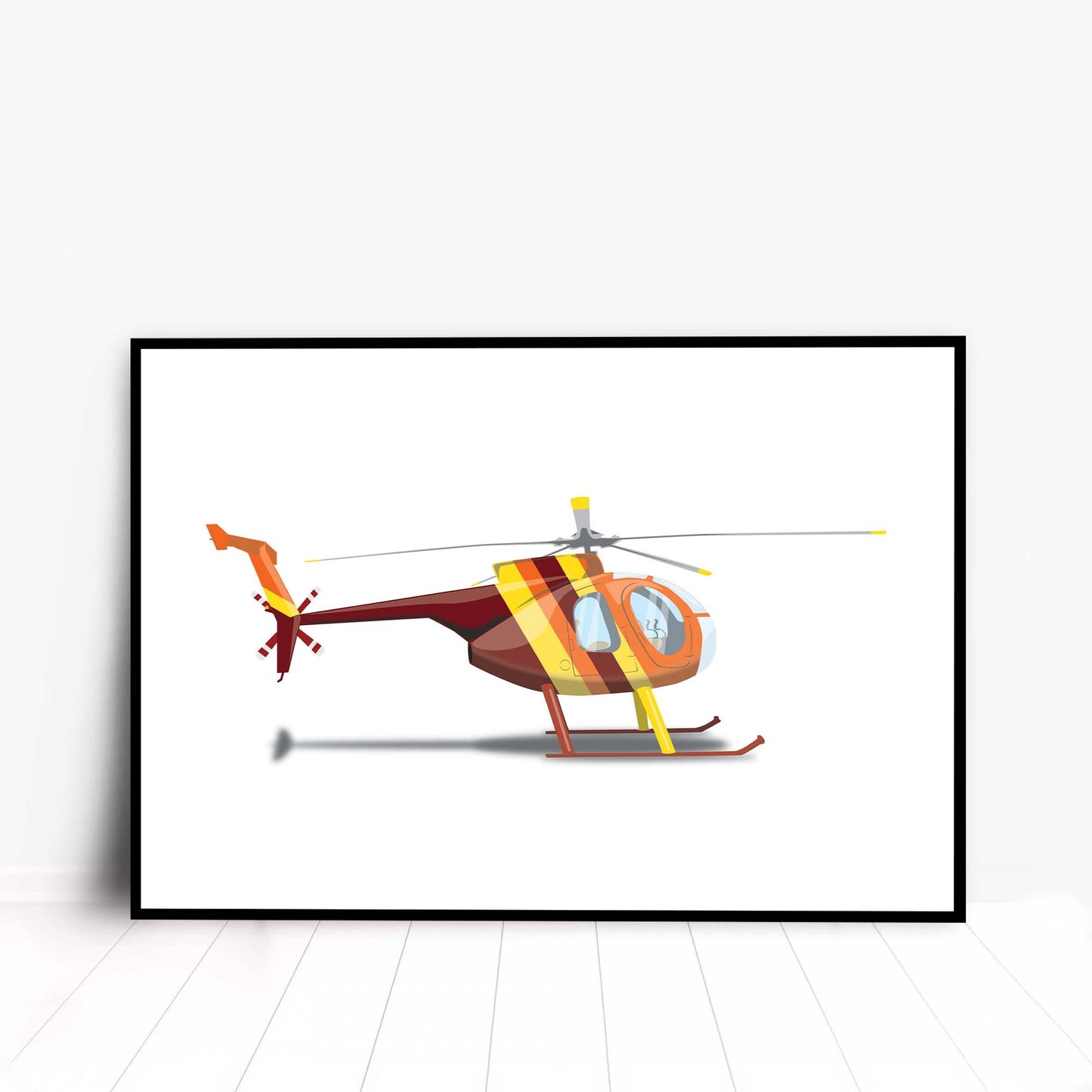 Magnum PI Helicopter Hughes 369D Island Hopper Helicopter Illustration, Custom Poster, Helicopter Art, Vehicle Artwork