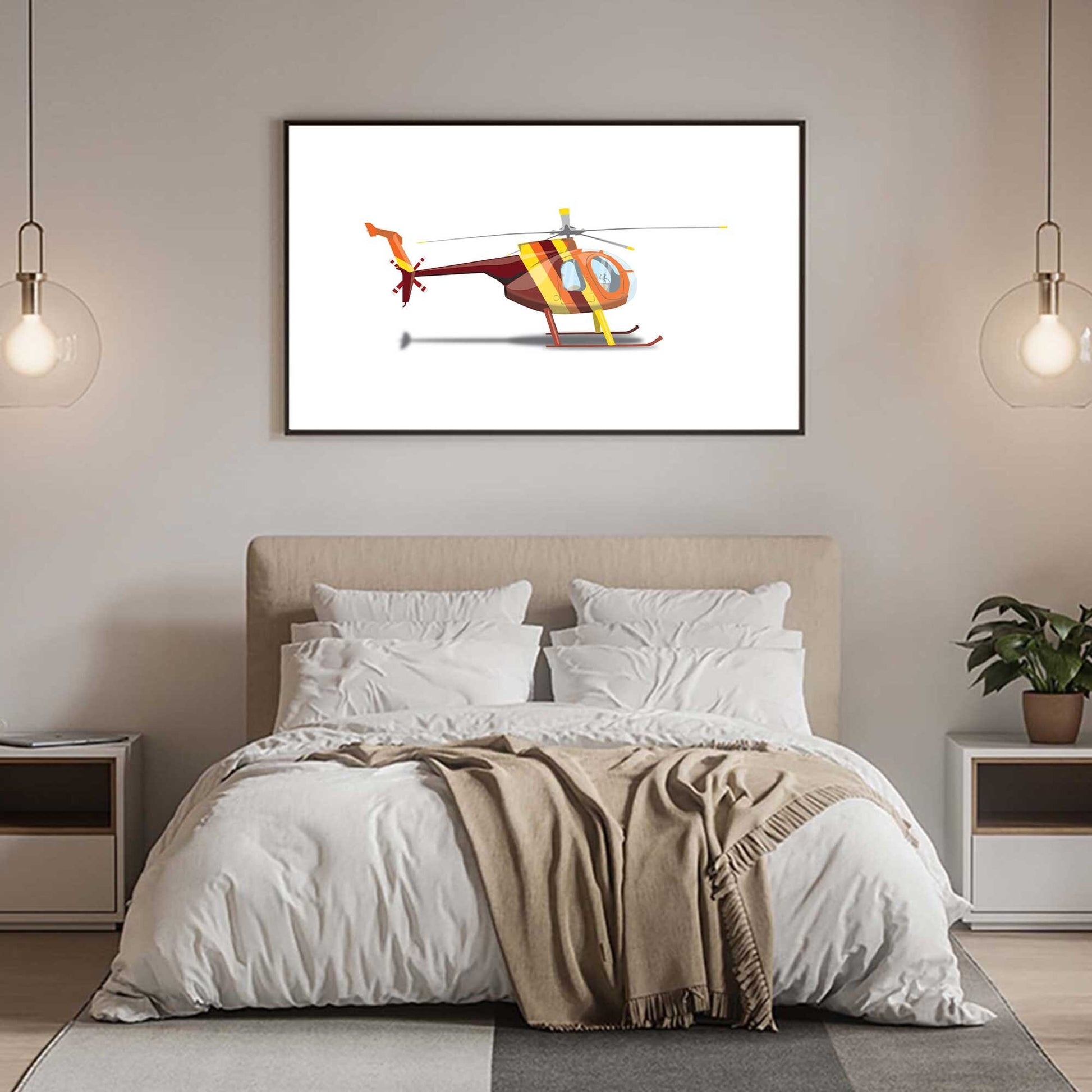 Magnum PI Helicopter Hughes 369D Island Hopper Helicopter Illustration, Custom Poster, Helicopter Art, Vehicle Artwork
