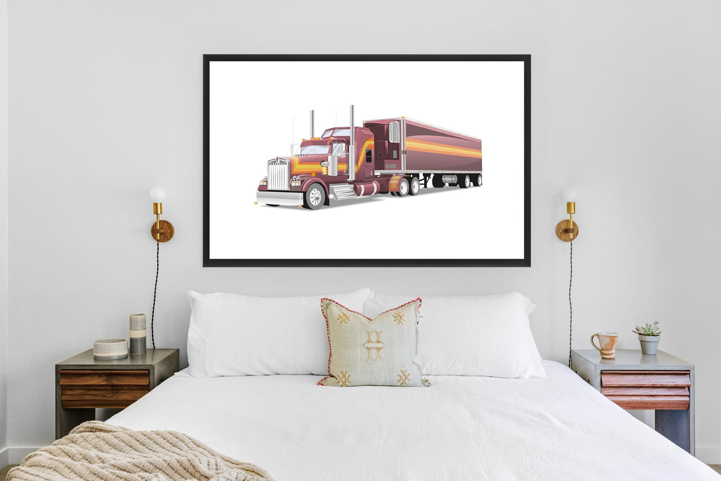 Custom Illustration M.A.S.K 80s Cartoon, Car Retro-Themed Custom Print Kenworth W900L Rhino Truck