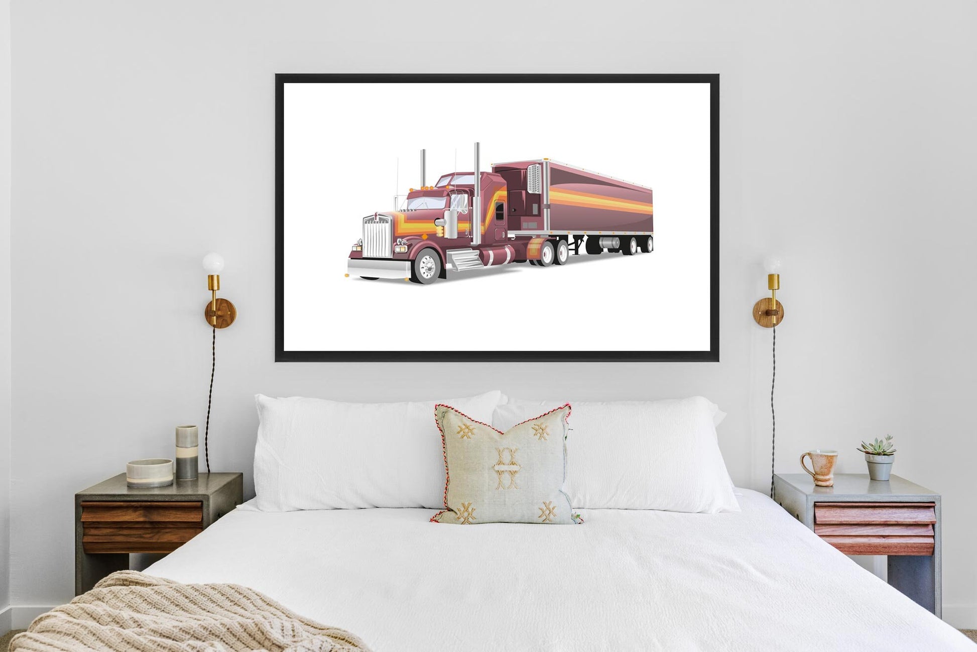 Custom Illustration M.A.S.K 80s Cartoon, Car Retro-Themed Custom Print Kenworth W900L Rhino Truck