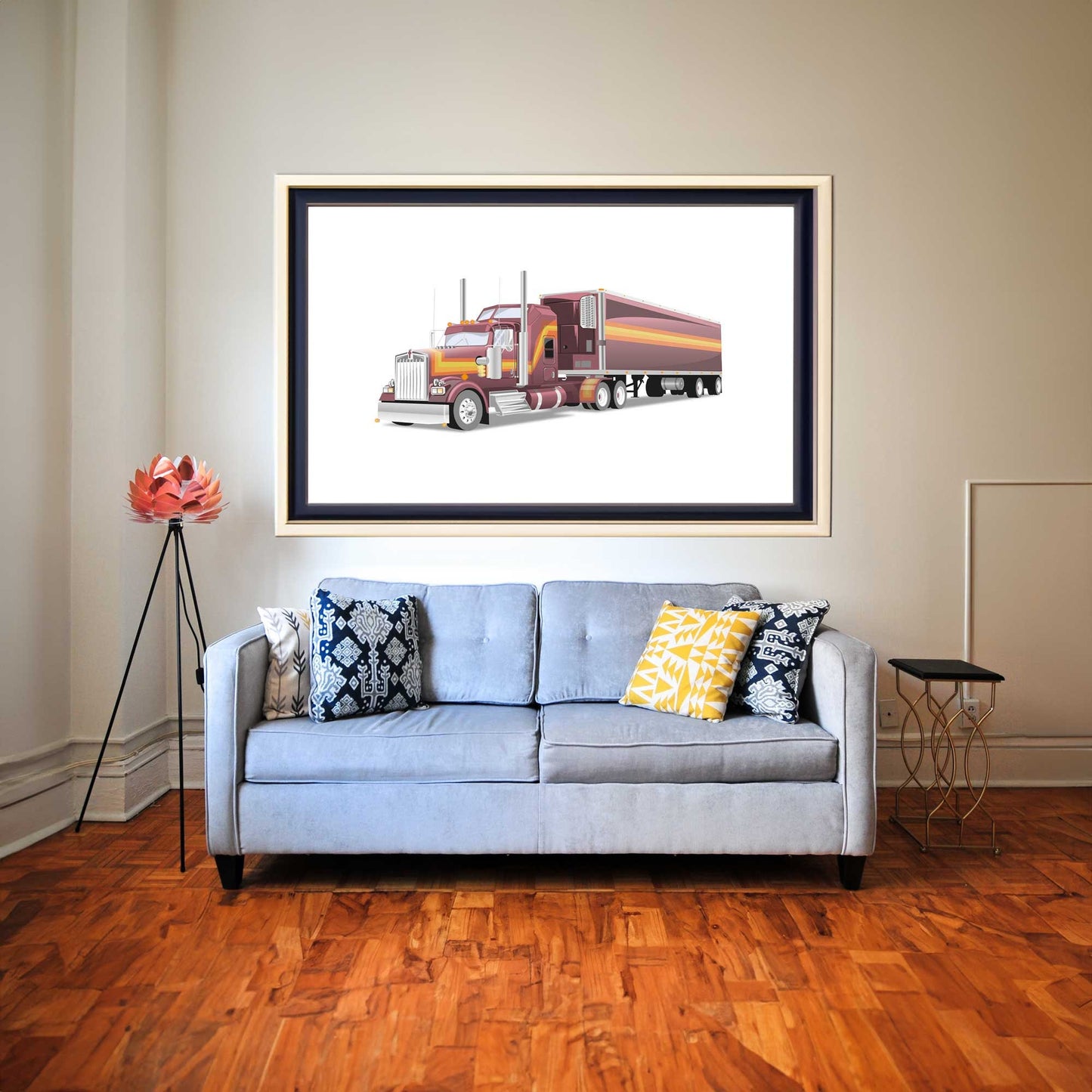 Custom Illustration M.A.S.K 80s Cartoon, Car Retro-Themed Custom Print Kenworth W900L Rhino Truck