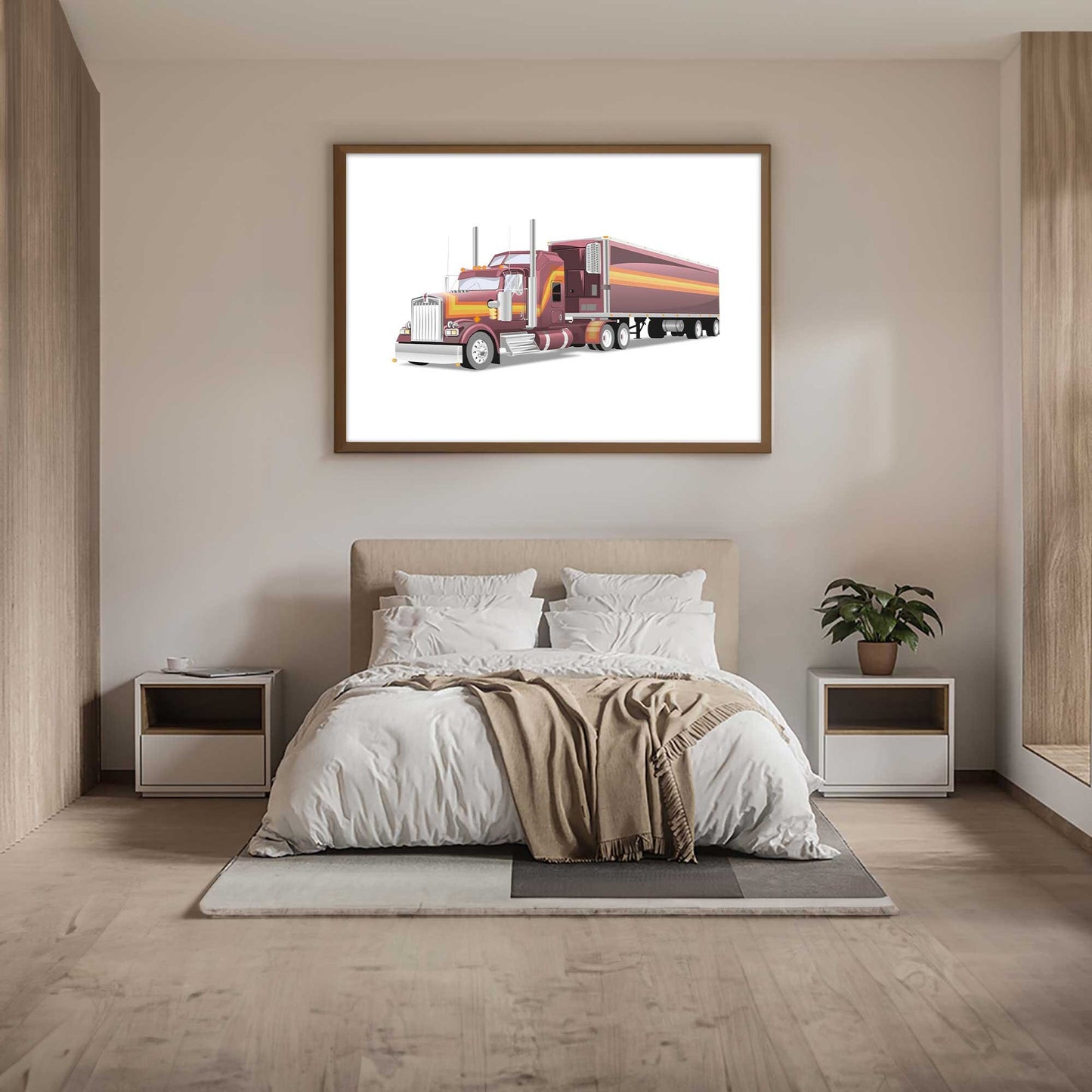 Custom Illustration M.A.S.K 80s Cartoon, Car Retro-Themed Custom Print Kenworth W900L Rhino Truck