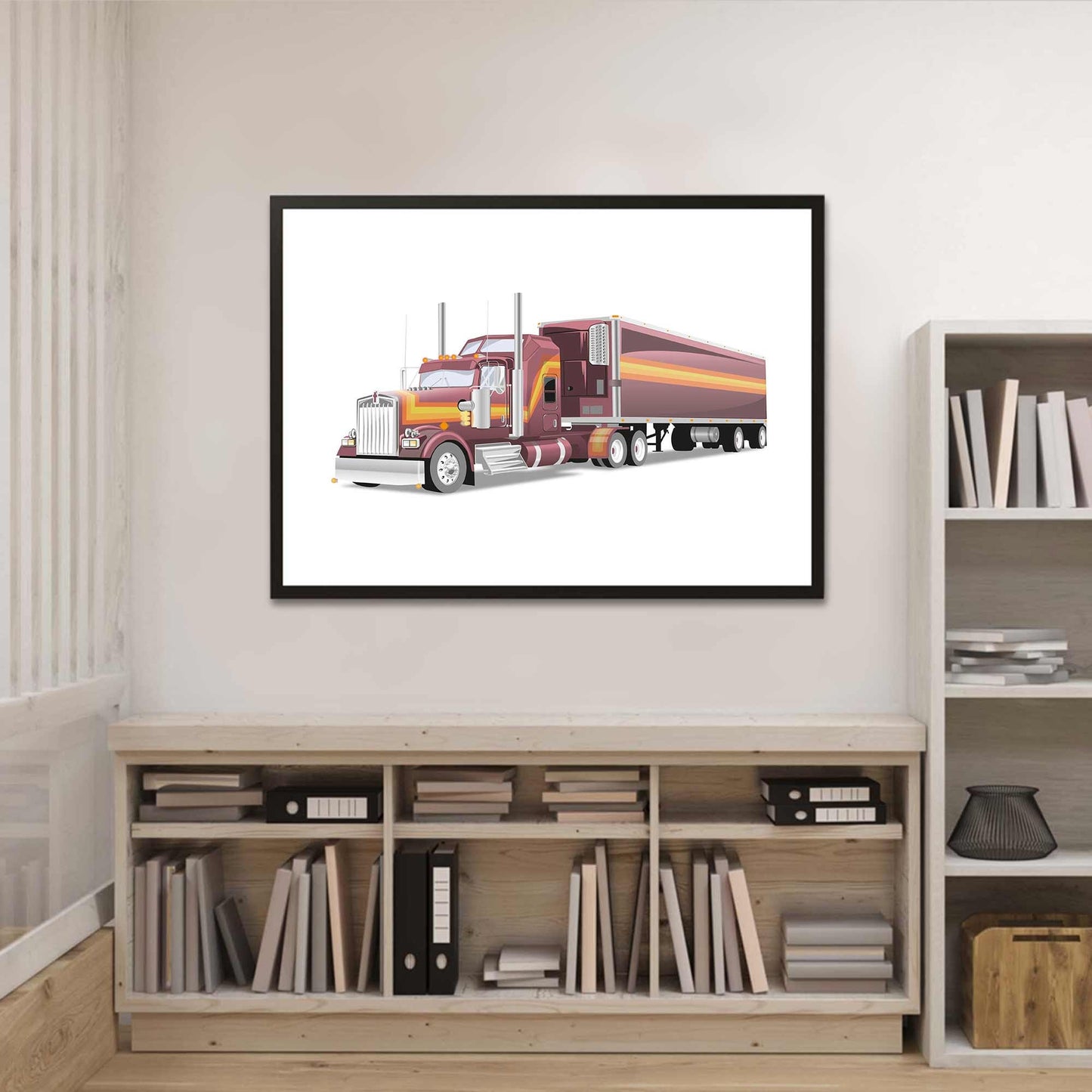 Custom Illustration M.A.S.K 80s Cartoon, Car Retro-Themed Custom Print Kenworth W900L Rhino Truck