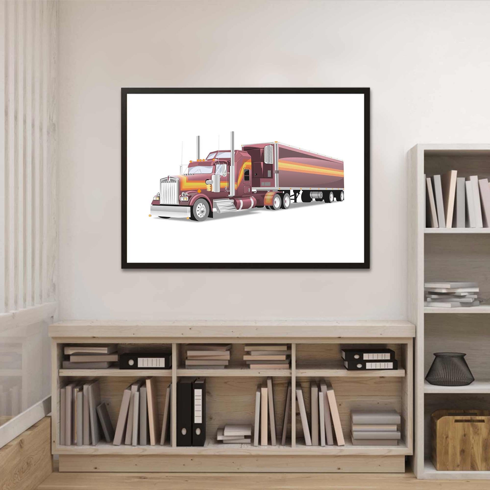 Custom Illustration M.A.S.K 80s Cartoon, Car Retro-Themed Custom Print Kenworth W900L Rhino Truck