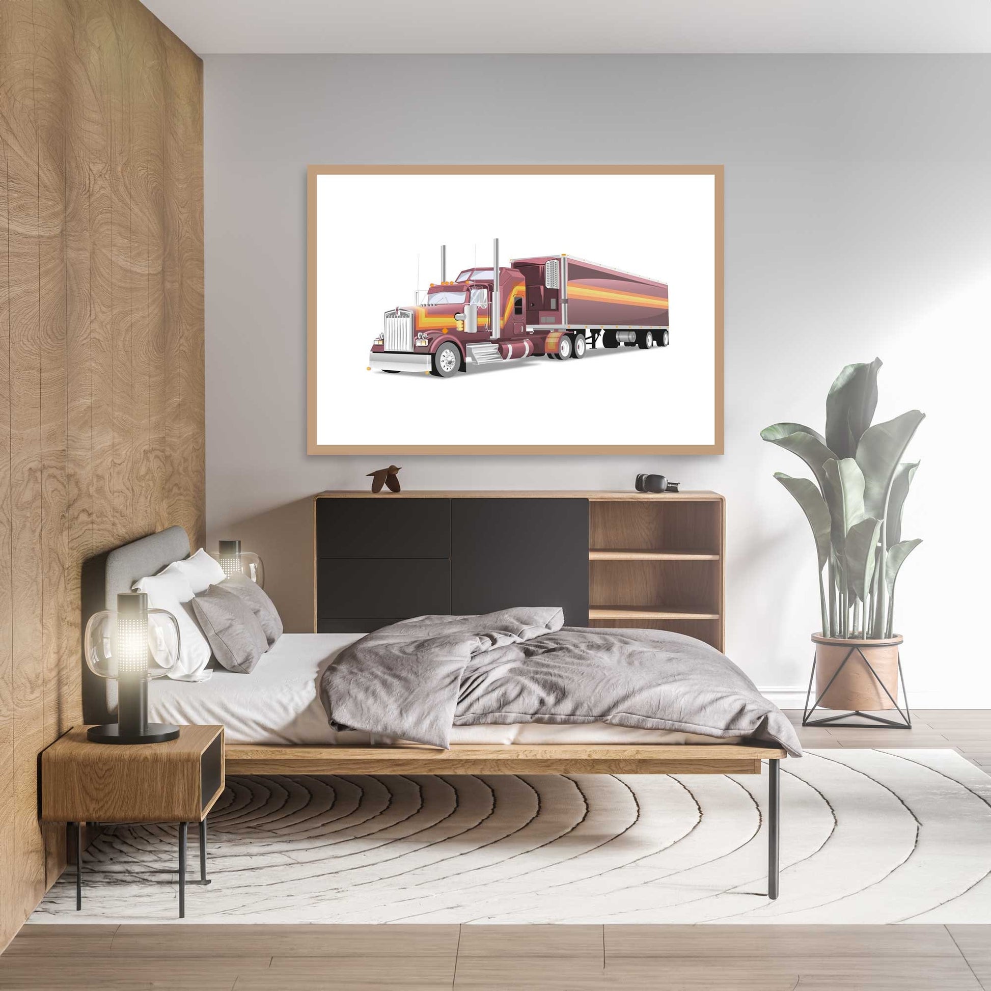 Custom Illustration M.A.S.K 80s Cartoon, Car Retro-Themed Custom Print Kenworth W900L Rhino Truck