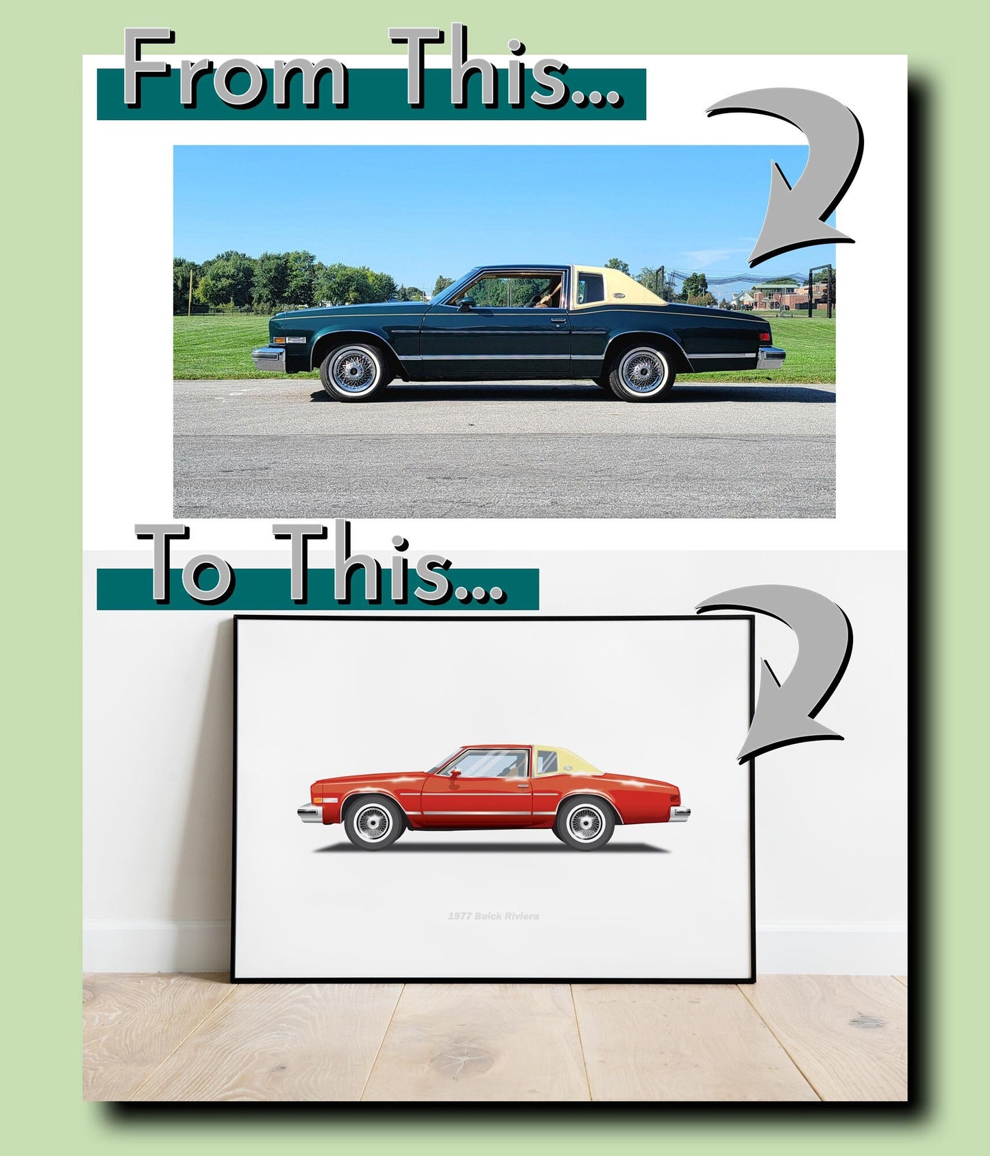 Personalised custom car side view illustration portrait or landscape custom car print